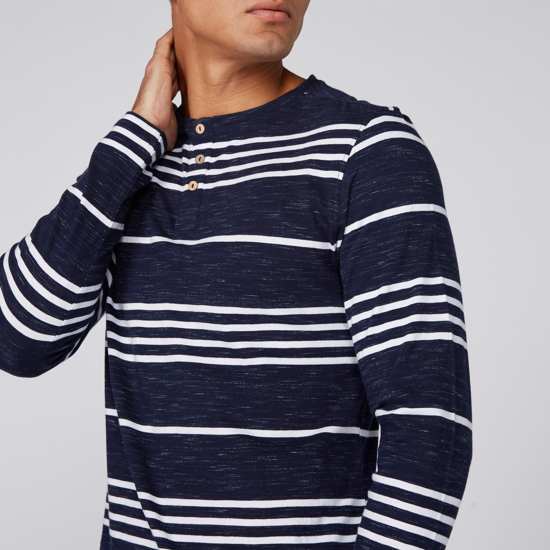 Striped T-Shirt with Henley Neck and Long Sleeves-men-clothing-tshirtsandpolos-tshirts-image-2