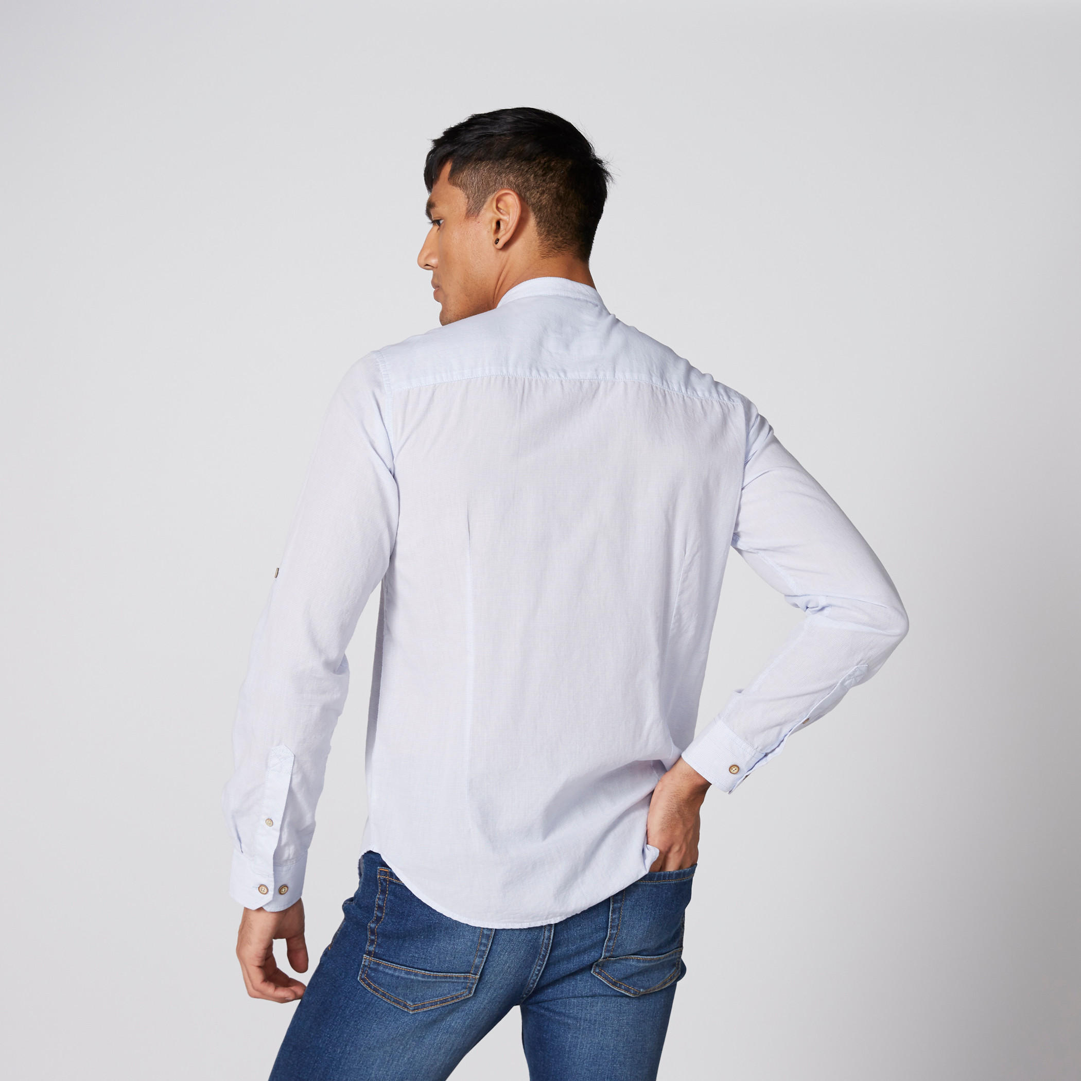 قميص بأكمام طويلة وأزرار وياقة ماندارين-men-clothing-shirts-image-2