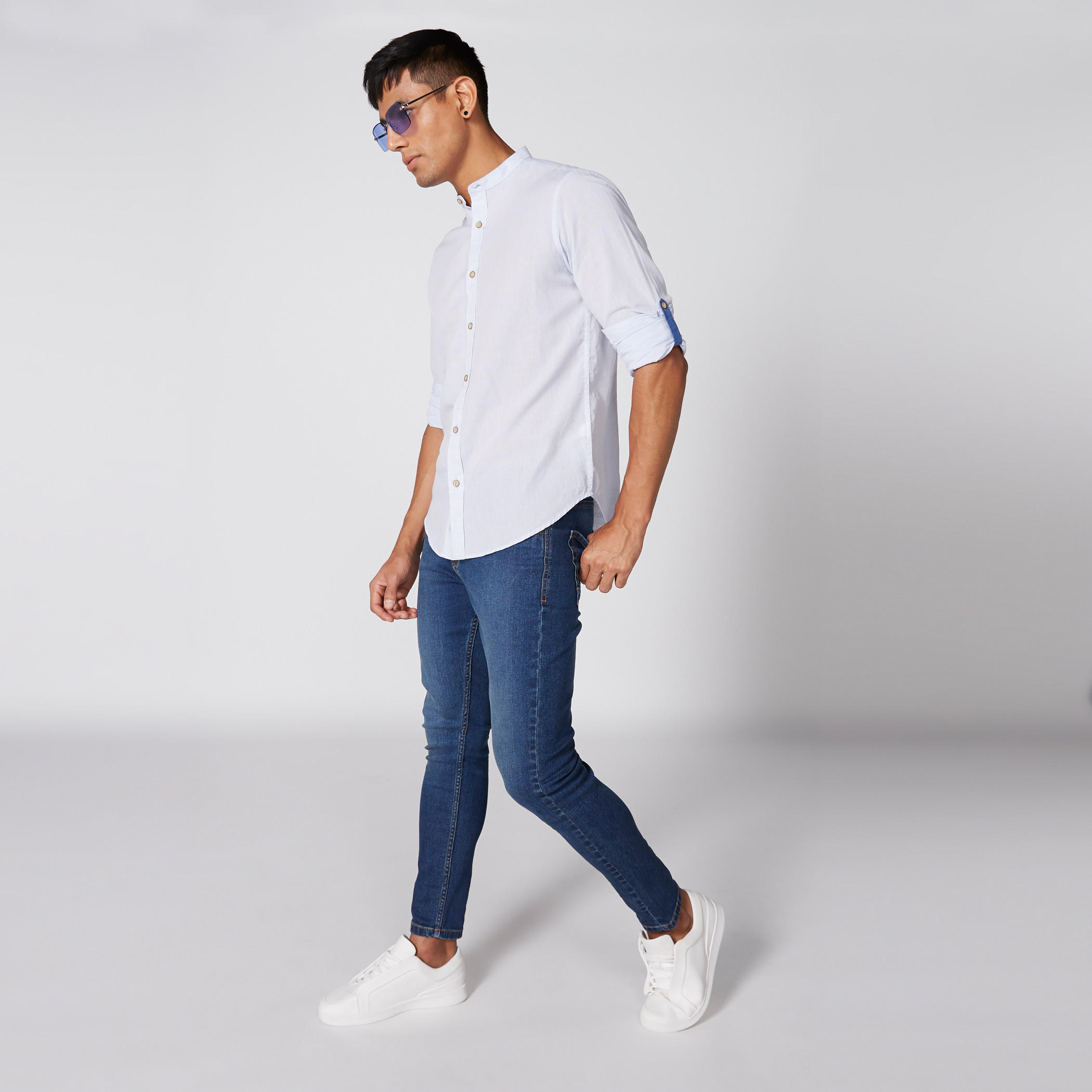قميص بأكمام طويلة وأزرار وياقة ماندارين-men-clothing-shirts-image-3