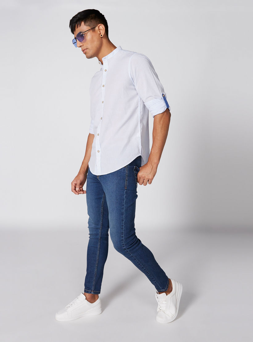 قميص بأكمام طويلة وأزرار وياقة ماندارين-men-clothing-shirts-image-3