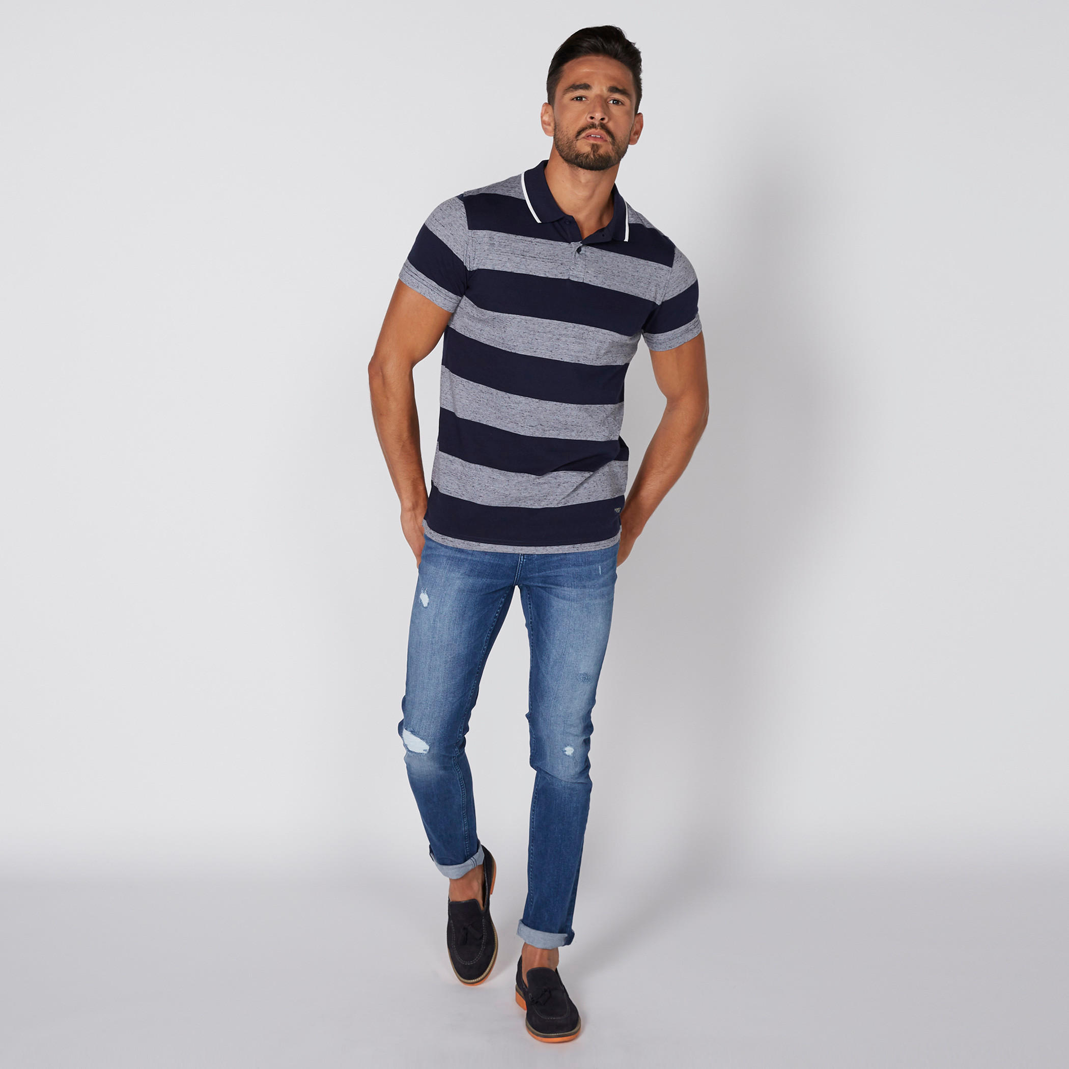 تيشيرت مقلّم بياقة بولو وأكمام قصيرة-men-clothing-tshirtsandpolos-polos-image-2