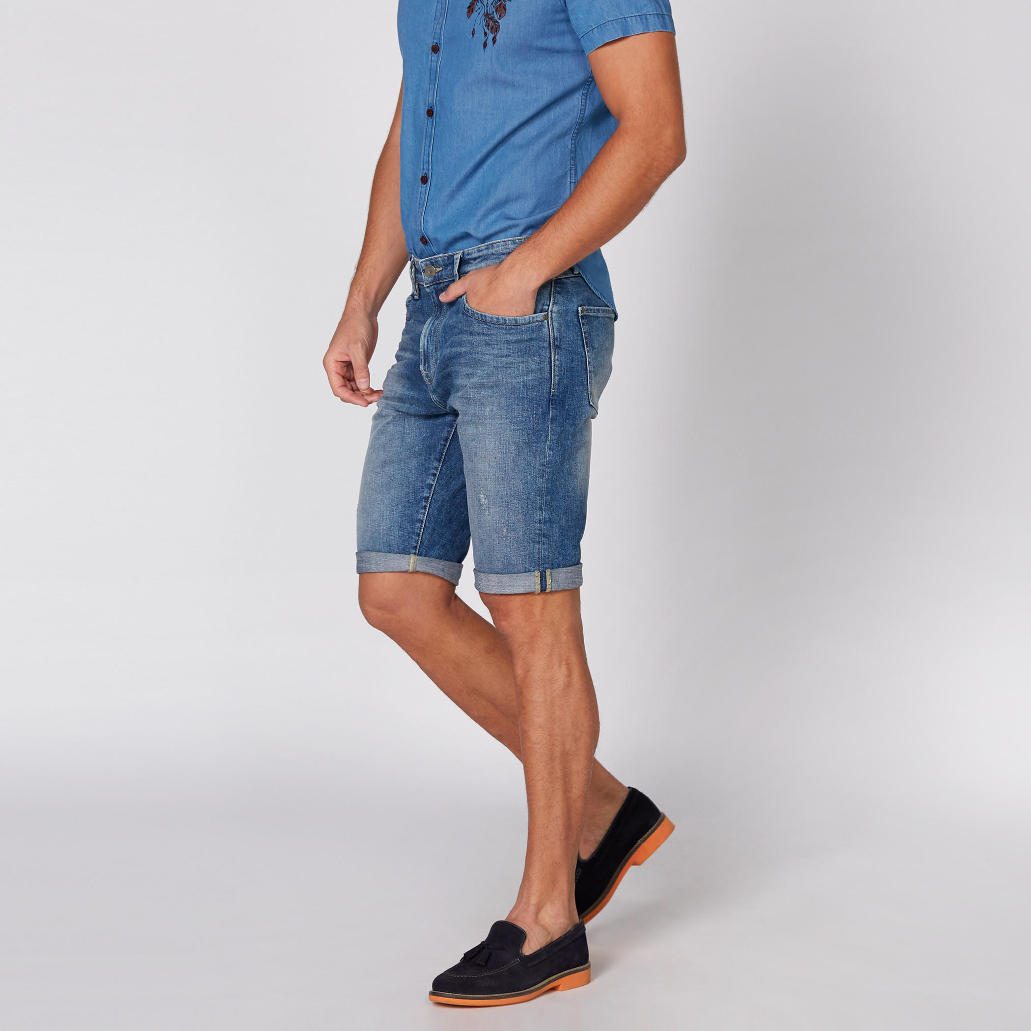 Denim Shorts with Button Closure and Pocket Detail-men-clothing-bottoms-shorts-image-3