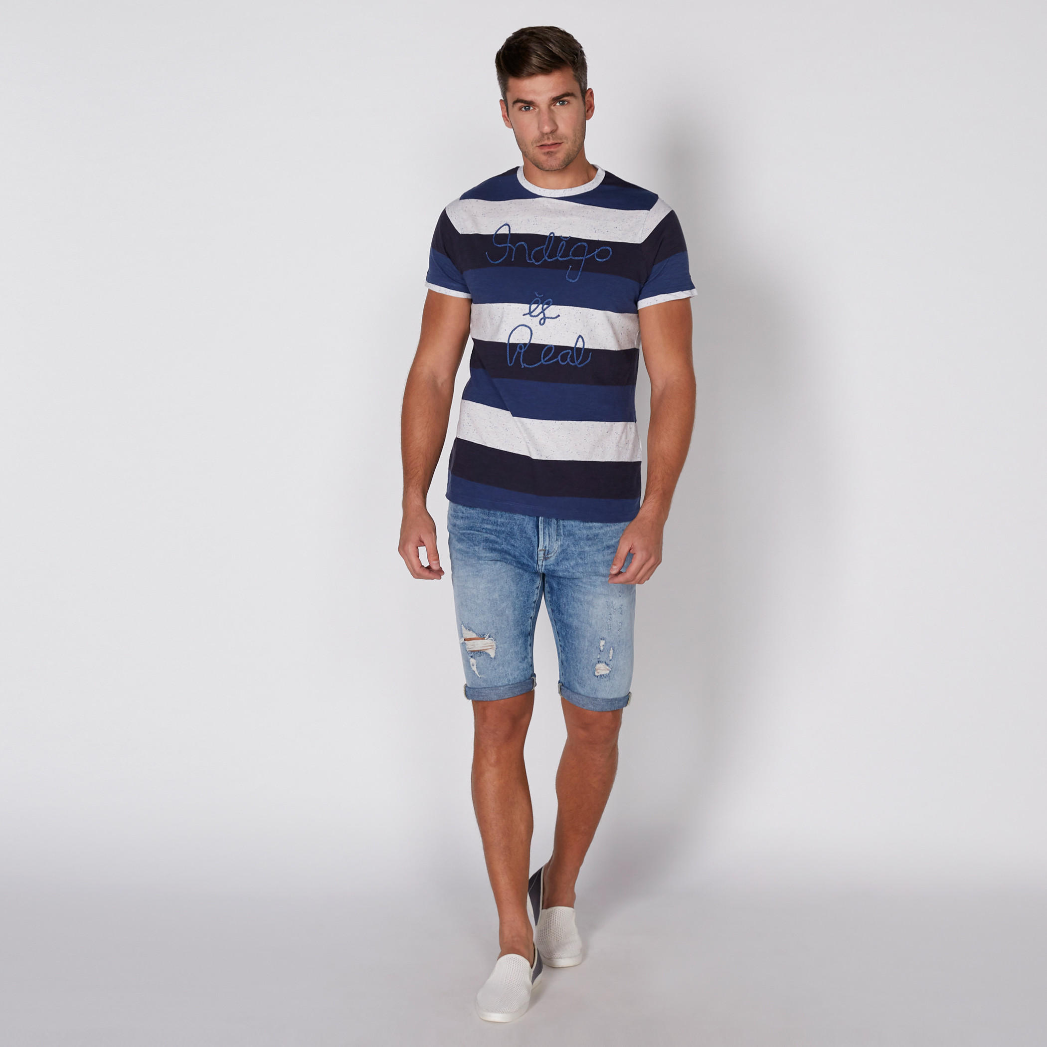 Distressed Denim Shorts with Button Closure and Pocket Detail-men-clothing-bottoms-shorts-image-2