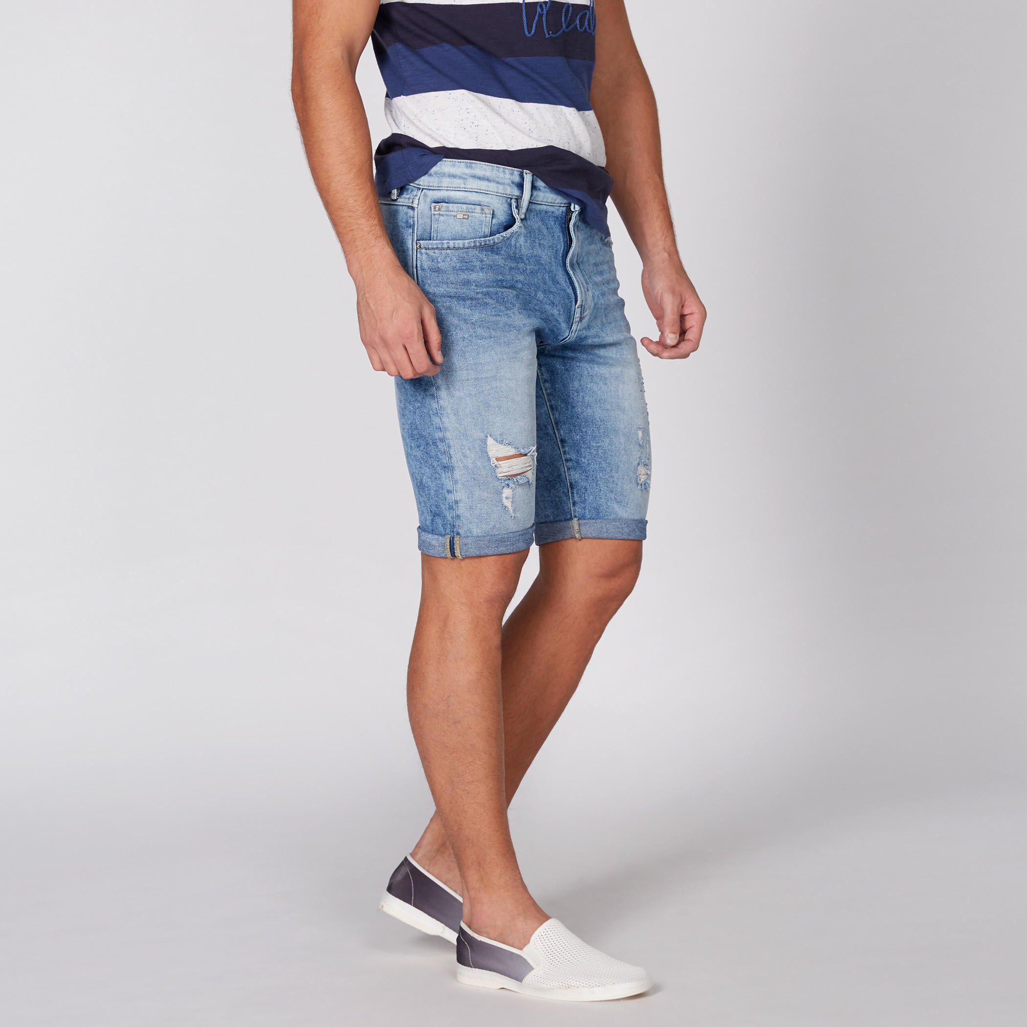 Distressed Denim Shorts with Button Closure and Pocket Detail-men-clothing-bottoms-shorts-image-3