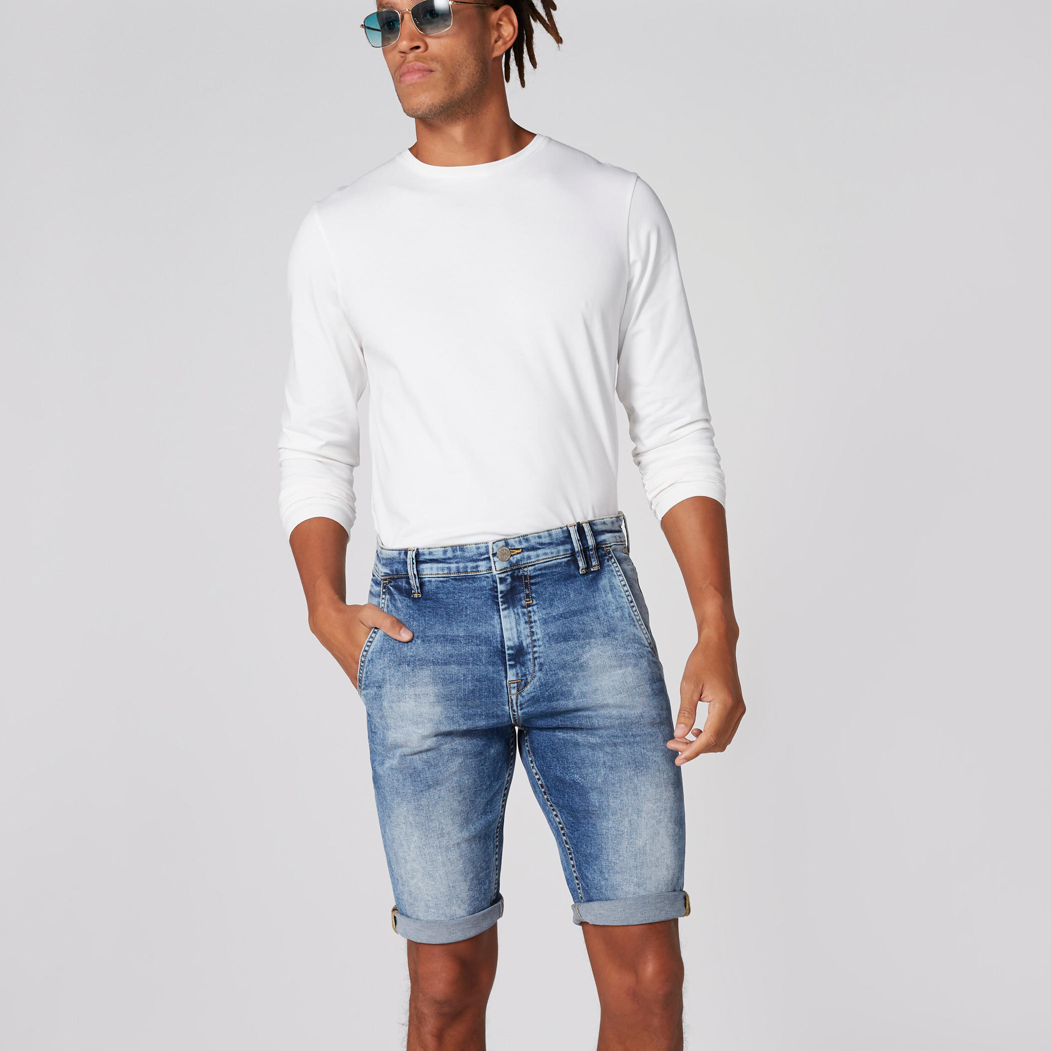 شورت من الدينم بزر إغلاق وجيوب-men-clothing-bottoms-shorts-image-1