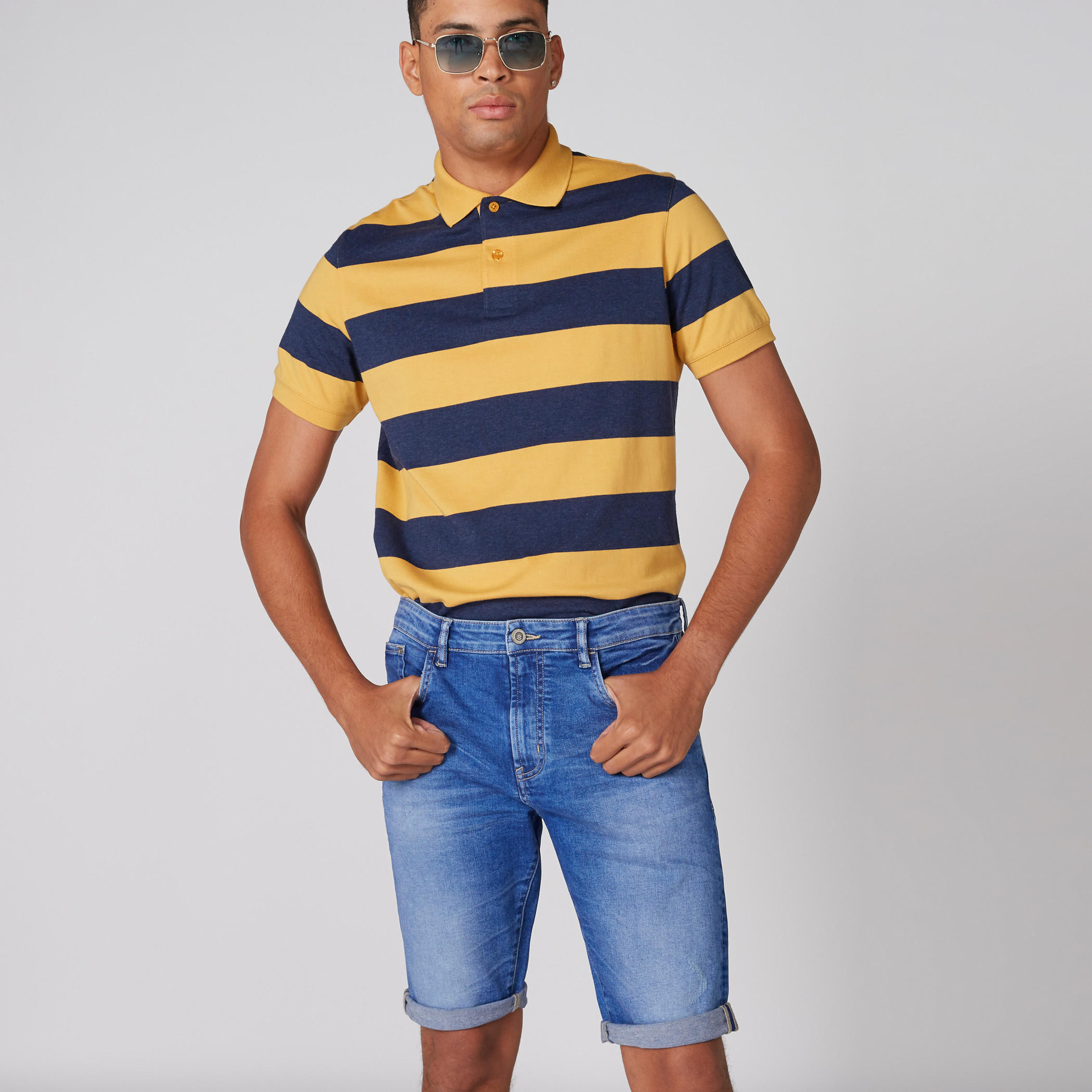 Pocket Detail Denim Shorts with Botton Closure-men-clothing-bottoms-shorts-image-1