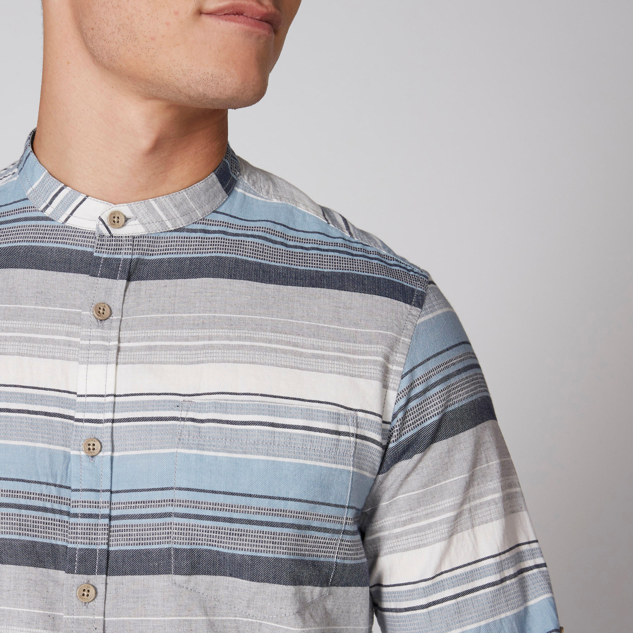 Striped Shirt with Mandarin Collar and Long Sleeves-men-clothing-shirts-image-4