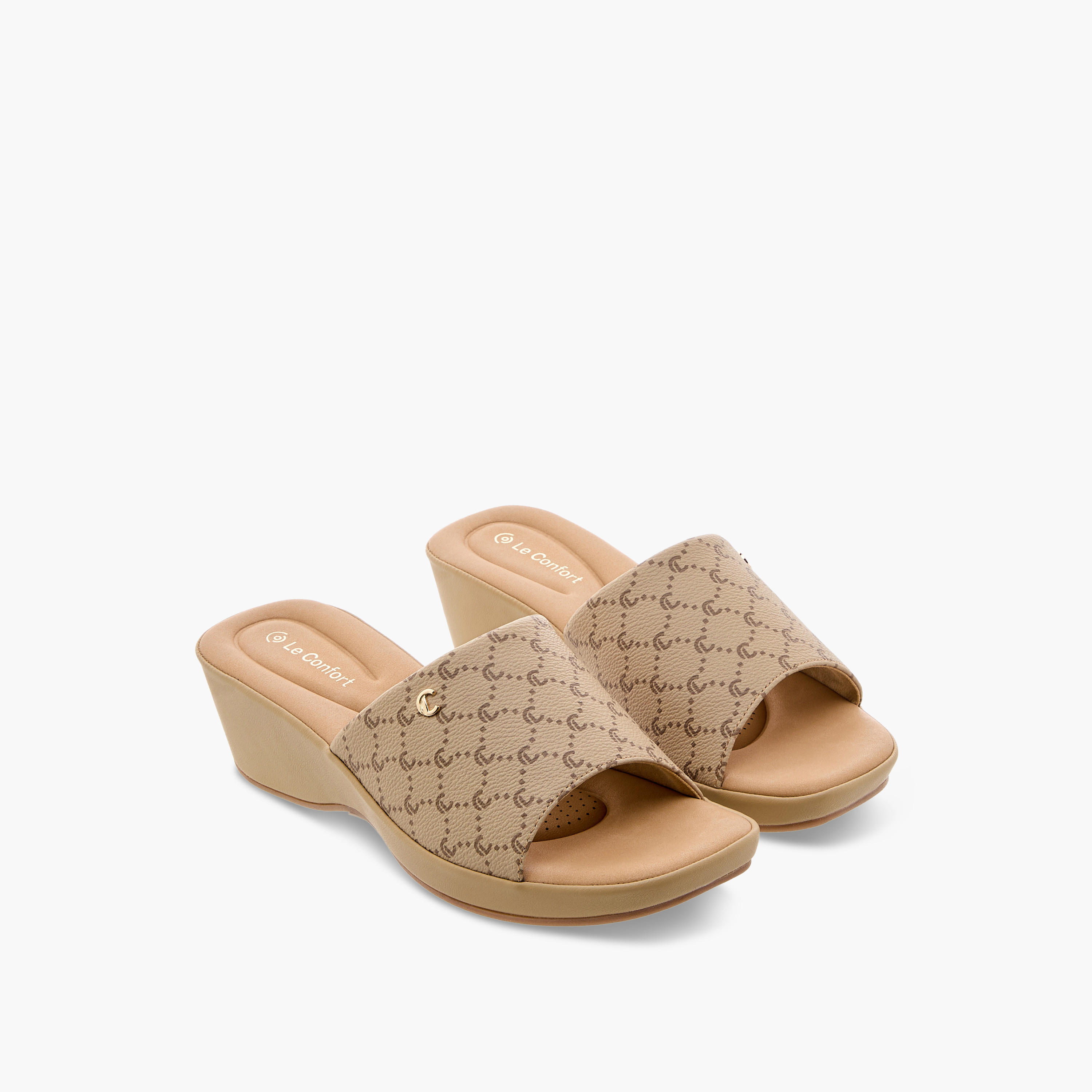 Le Confort Monogram Slip-On Sandals with Wedge Heels-women-shoes-sandals-heeled-image-1