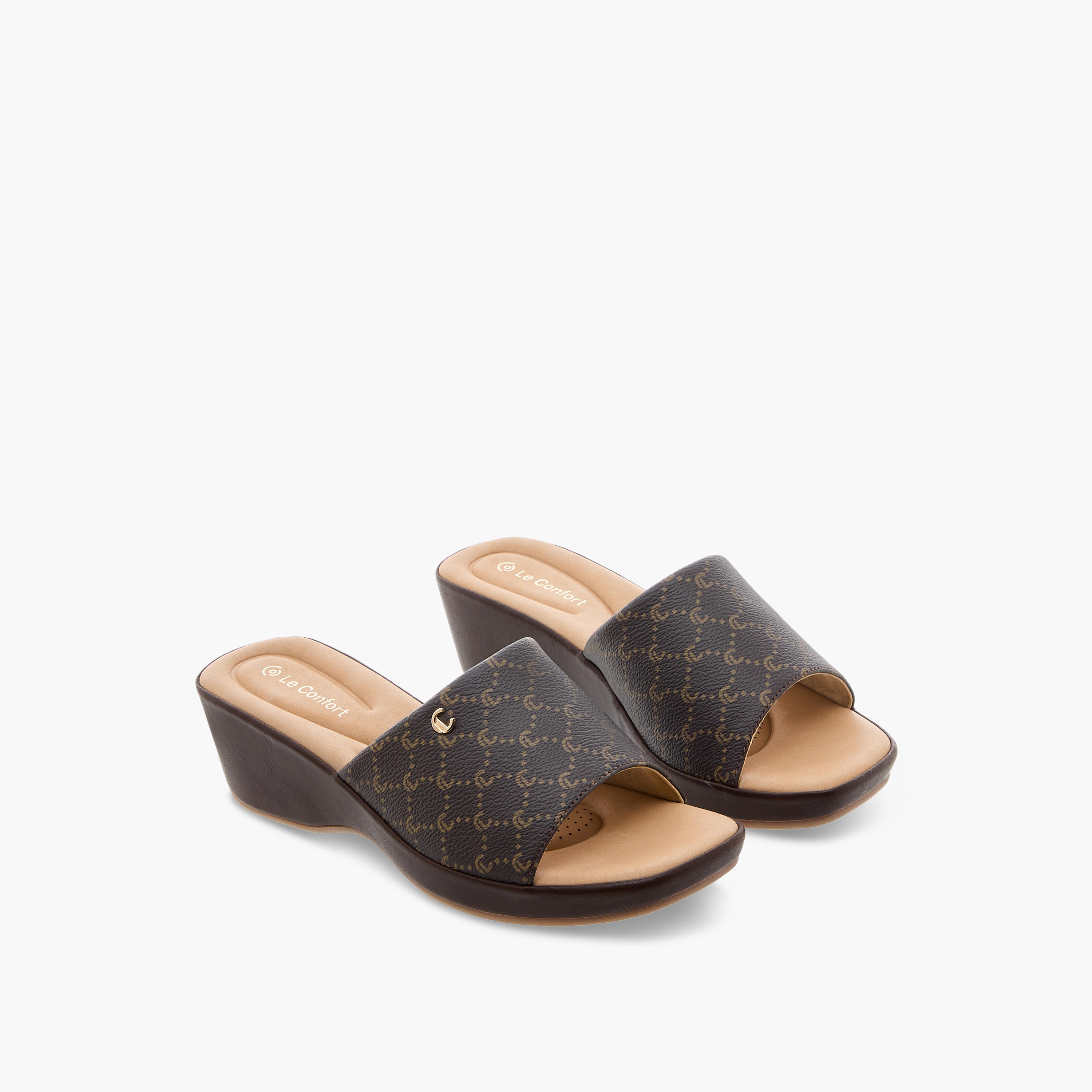 Le Confort Monogram Slip-On Sandals with Wedge Heels-women-shoes-sandals-heeled-image-1