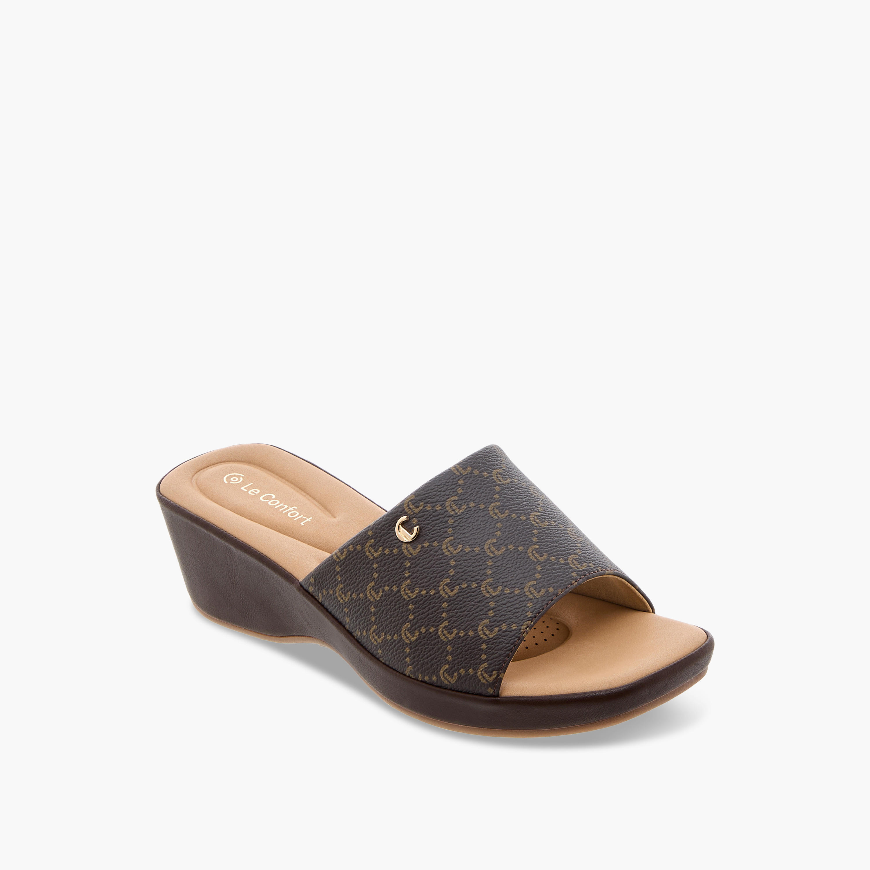 Le Confort Monogram Slip-On Sandals with Wedge Heels-women-shoes-sandals-heeled-image-2