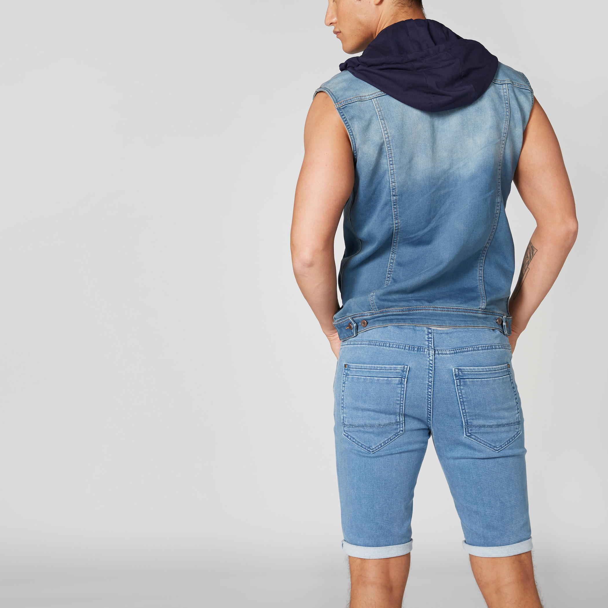 Denim Shorts with Drawstrings and Pocket Detail-men-clothing-bottoms-shorts-image-2