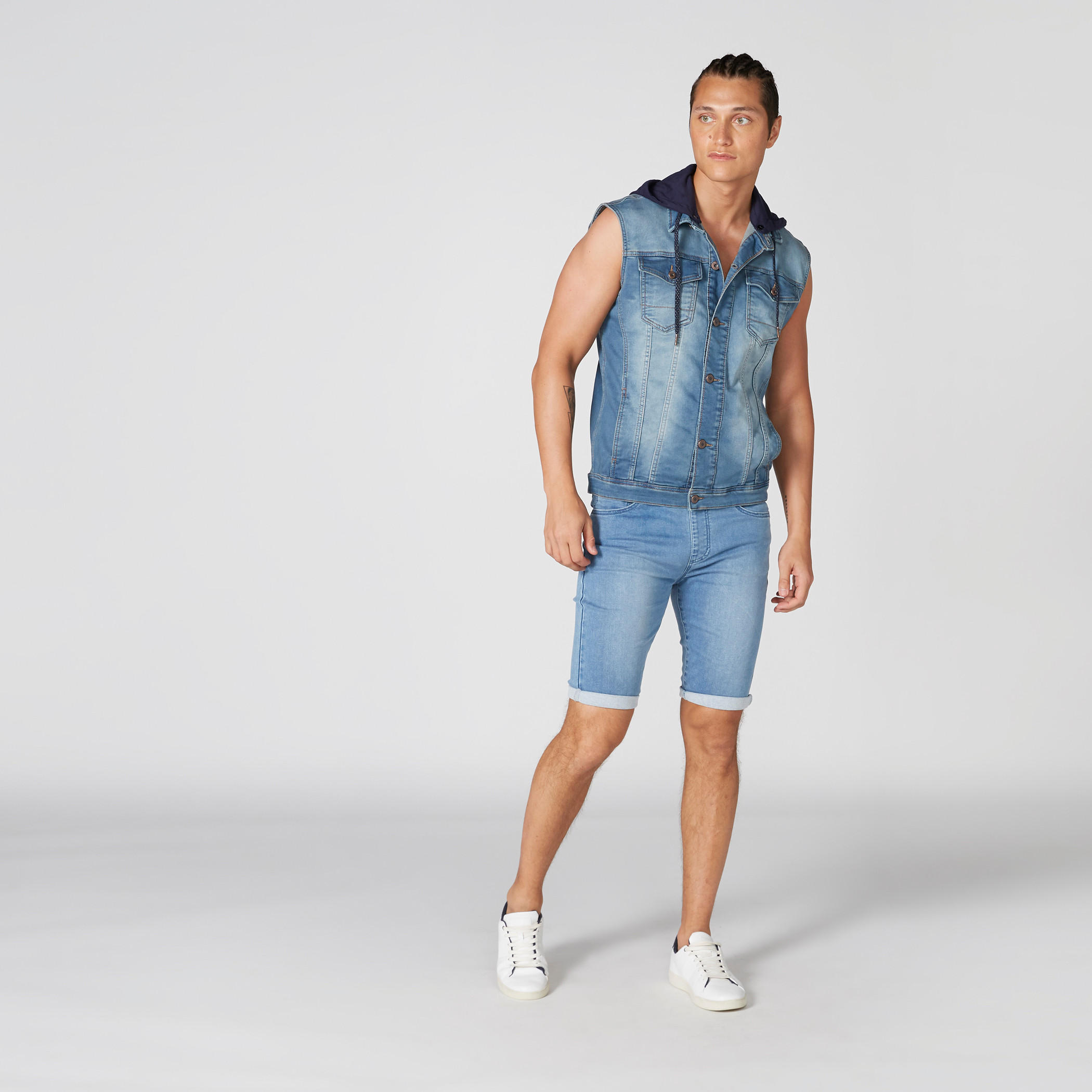Denim Shorts with Drawstrings and Pocket Detail-men-clothing-bottoms-shorts-image-3