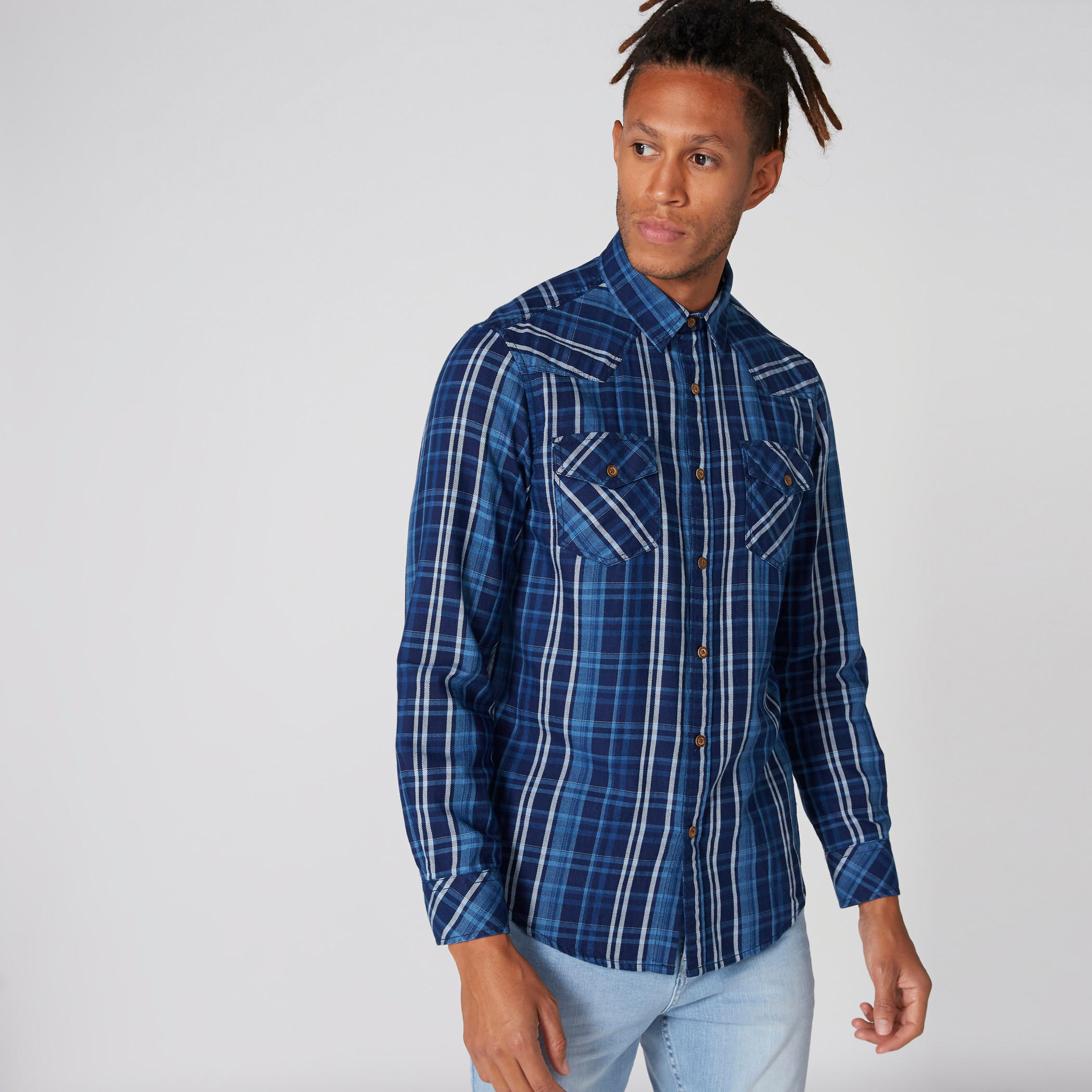 قميص كاروهات بأكمام طويلة وأزرار-men-clothing-shirts-image-2