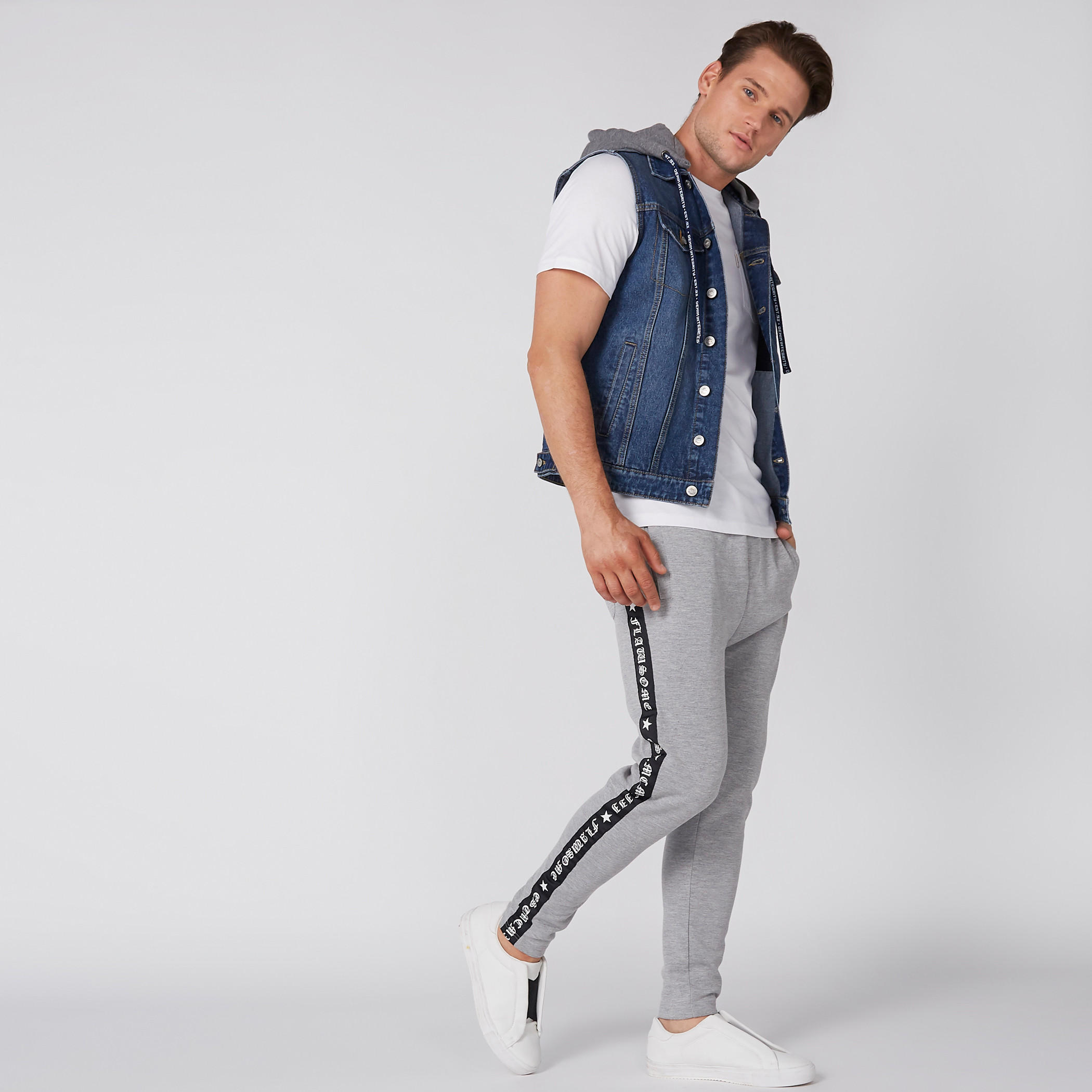 Sleeveless Denim Jacket with Hood and Button Closure-men-clothing-jacketsandblazers-jackets-image-1