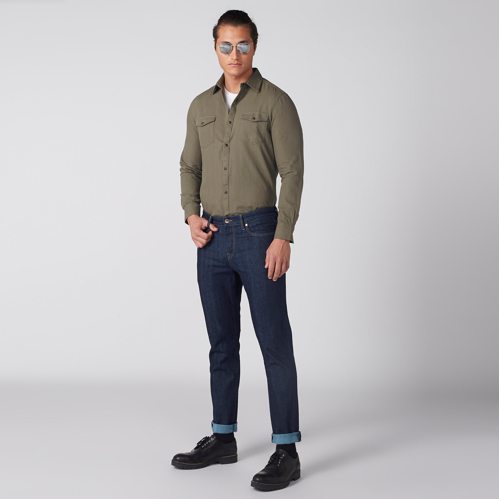 Collared Long Sleeves Shirt with Pocket Detail and Complete Placket-men-clothing-shirts-image-8