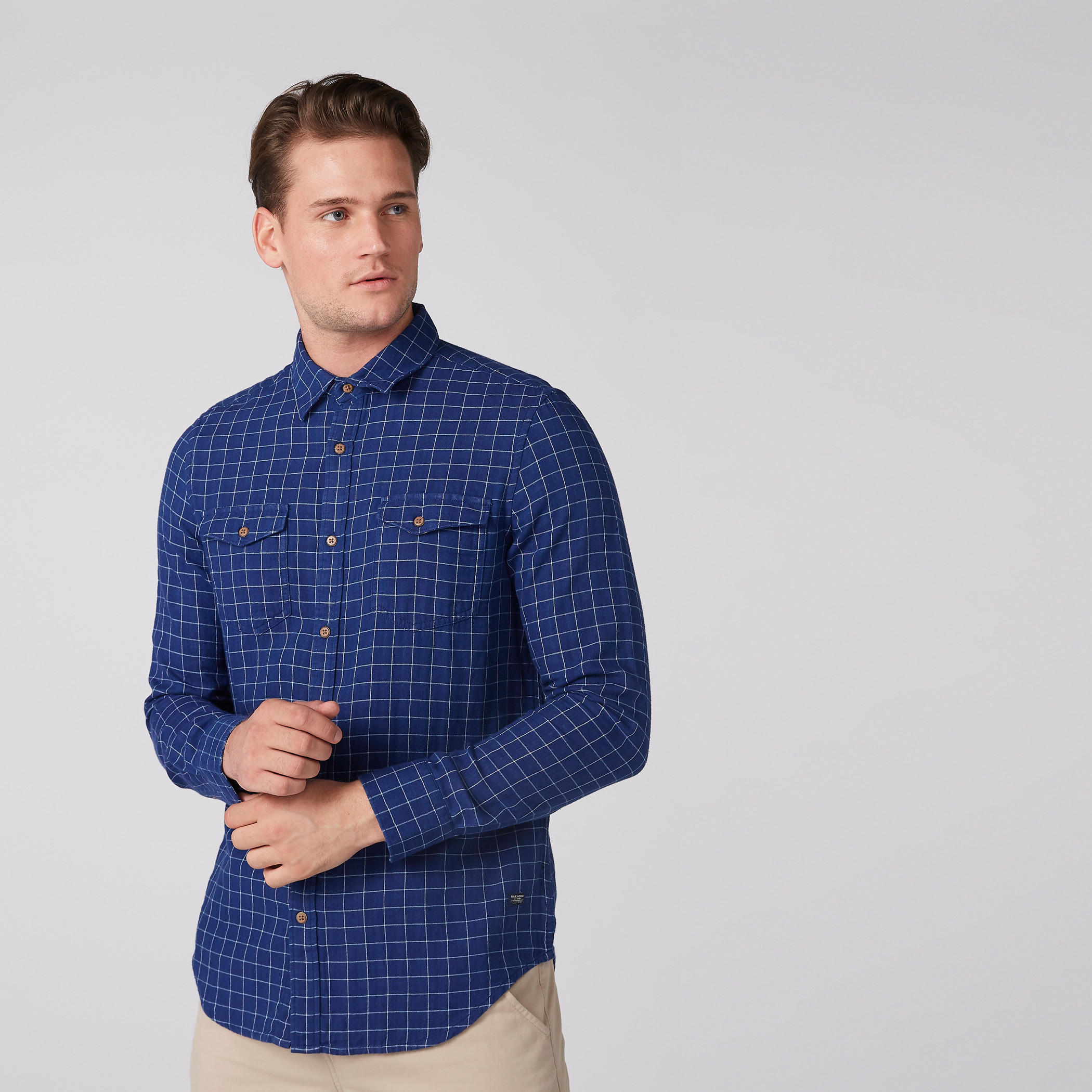 Chequered Shirt with Long Sleeves and Complete Placket-men-clothing-shirts-image-1
