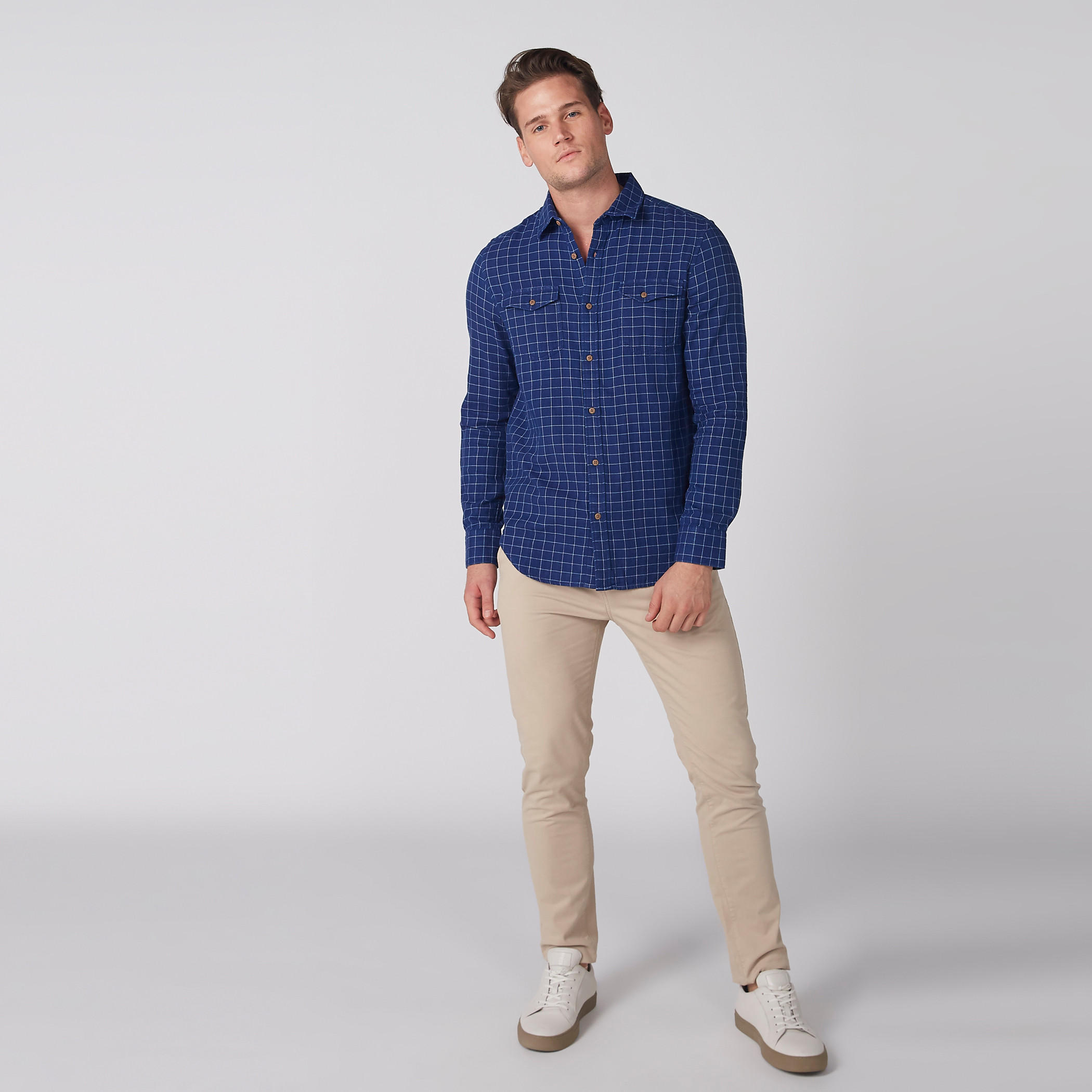 Chequered Shirt with Long Sleeves and Complete Placket-men-clothing-shirts-image-3