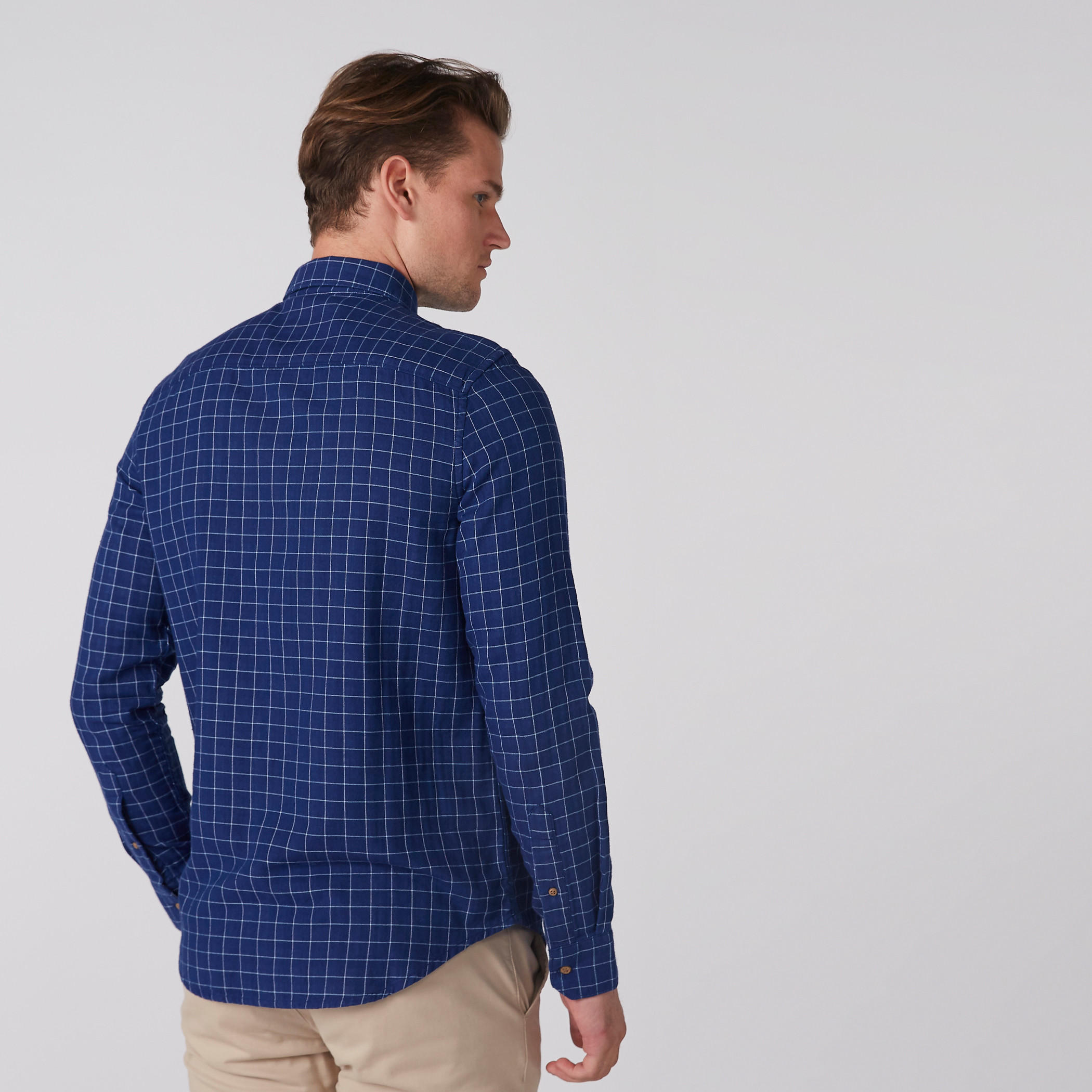 Chequered Shirt with Long Sleeves and Complete Placket-men-clothing-shirts-image-4