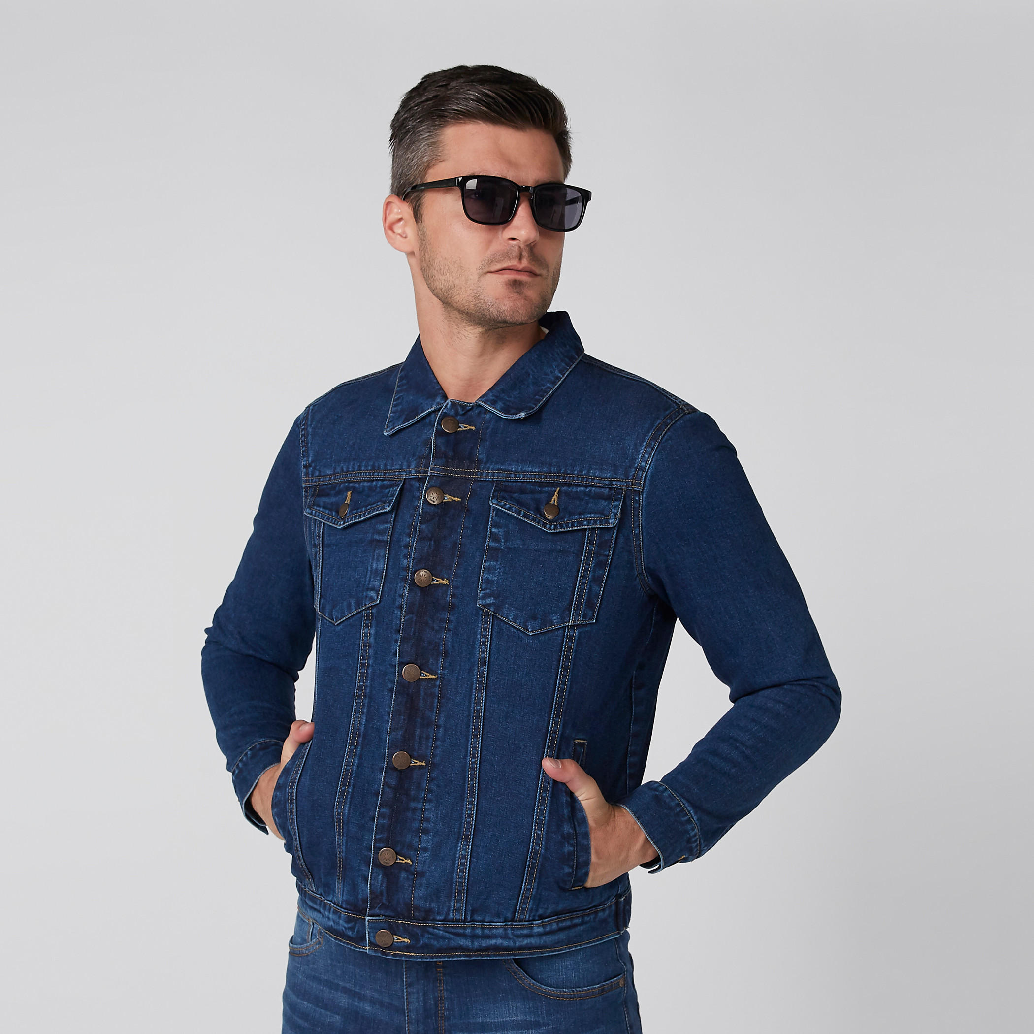 Denim Jacket with Long Sleeves and Button Placket-men-clothing-jacketsandblazers-jackets-image-1