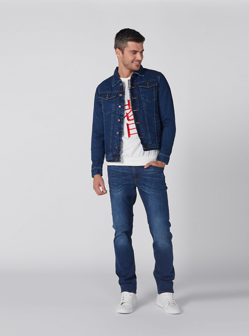 Denim Jacket with Long Sleeves and Button Placket-men-clothing-jacketsandblazers-jackets-image-2