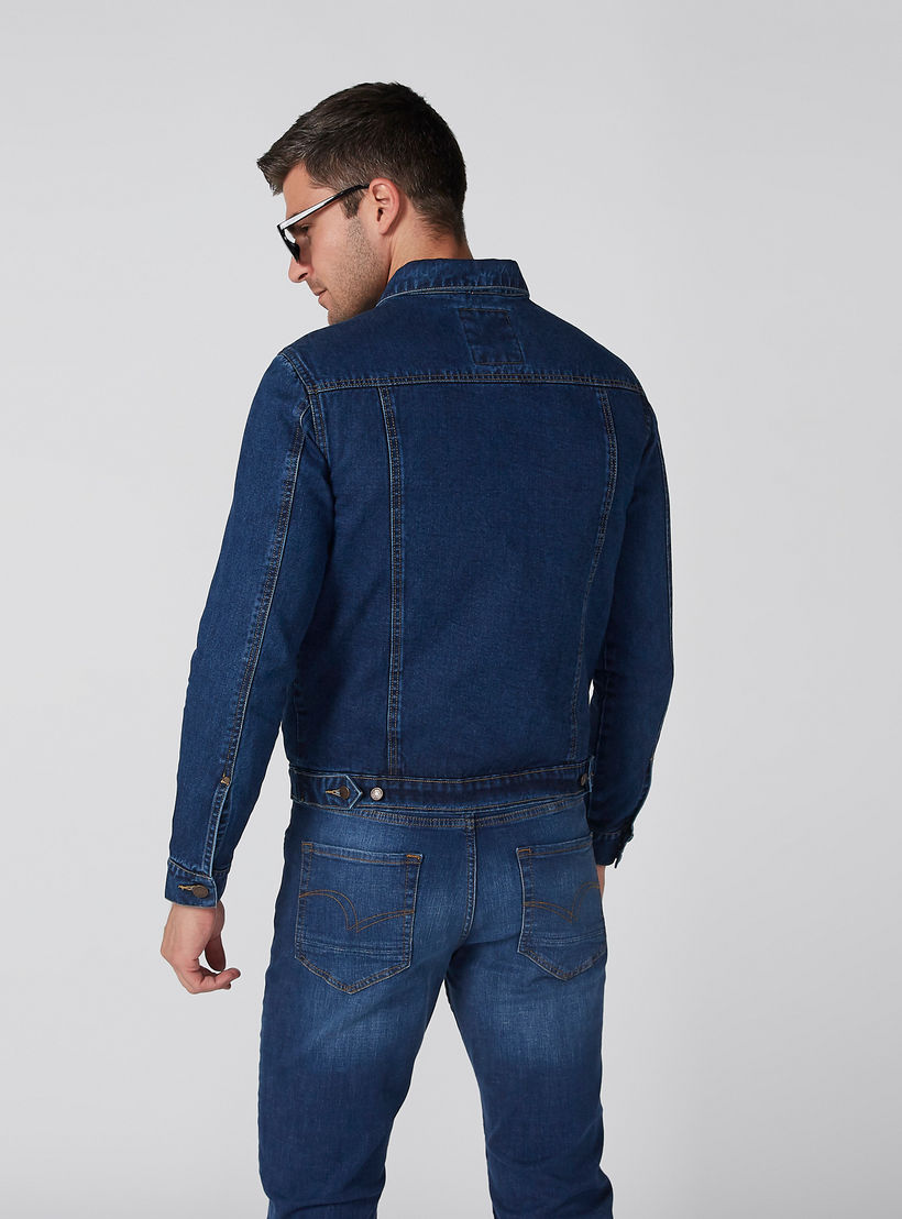 Denim Jacket with Long Sleeves and Button Placket-men-clothing-jacketsandblazers-jackets-image-5