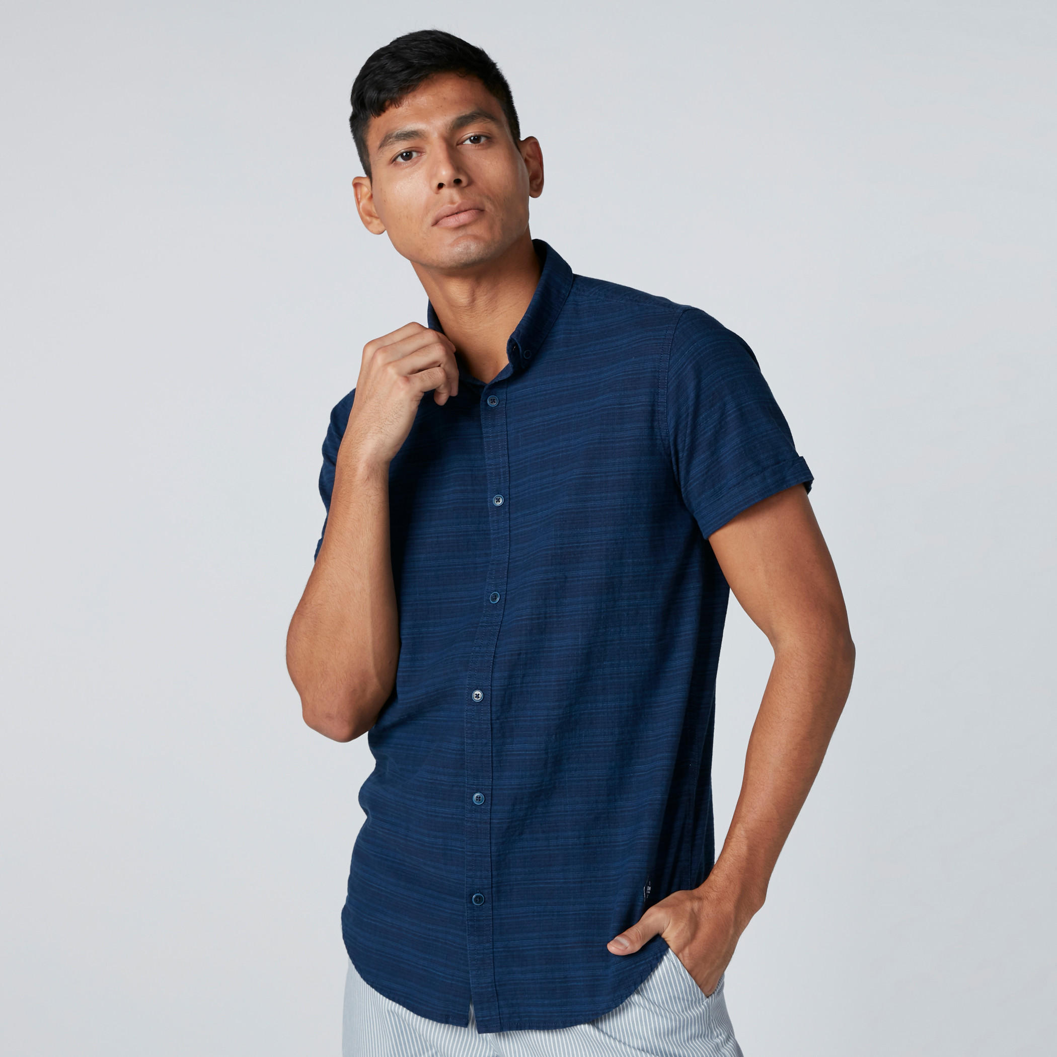 Striped Shirt with Short Sleeves-men-clothing-shirts-image-1