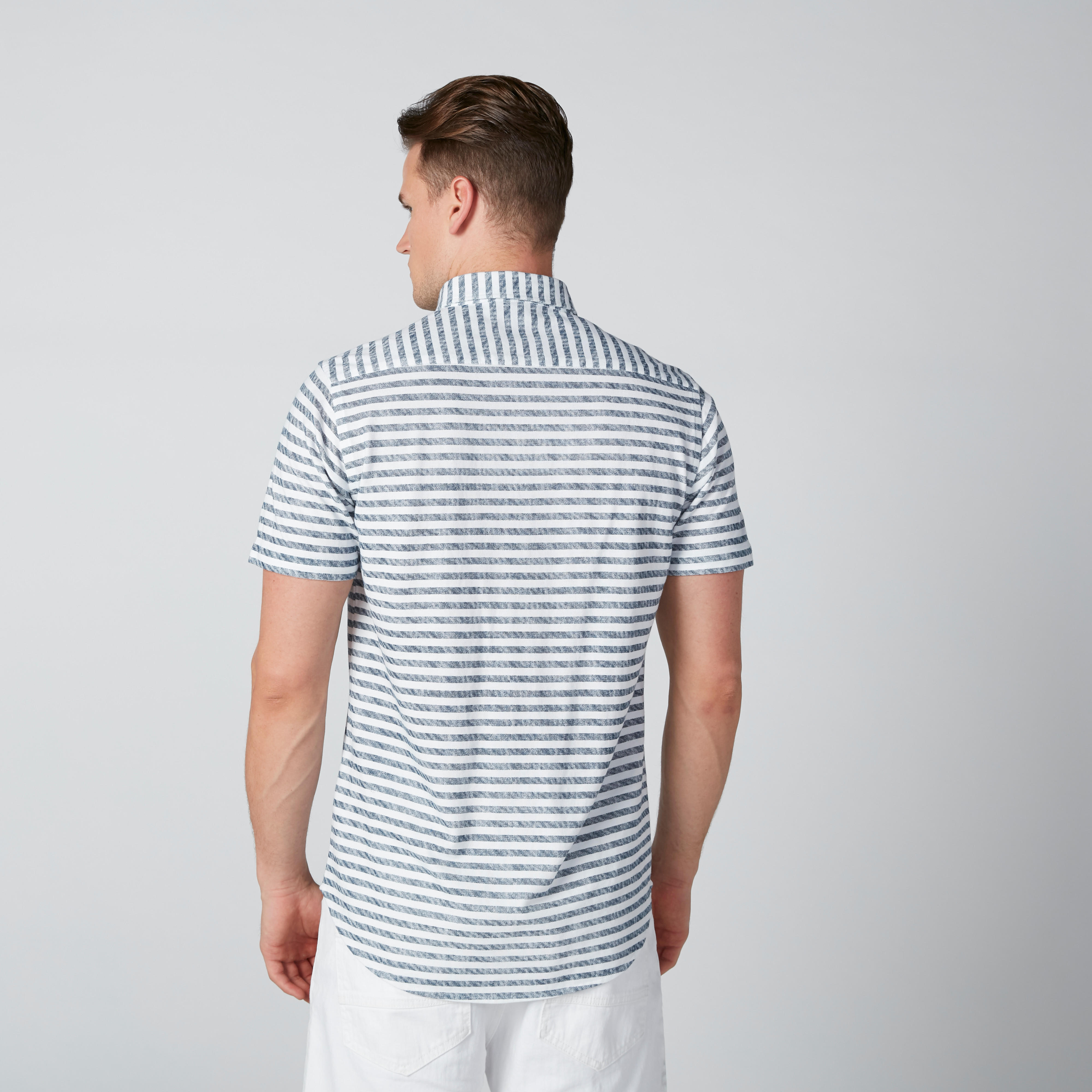 قميص مقلّم بقصّة سليم وأكمام قصيرة-men-clothing-shirts-image-3