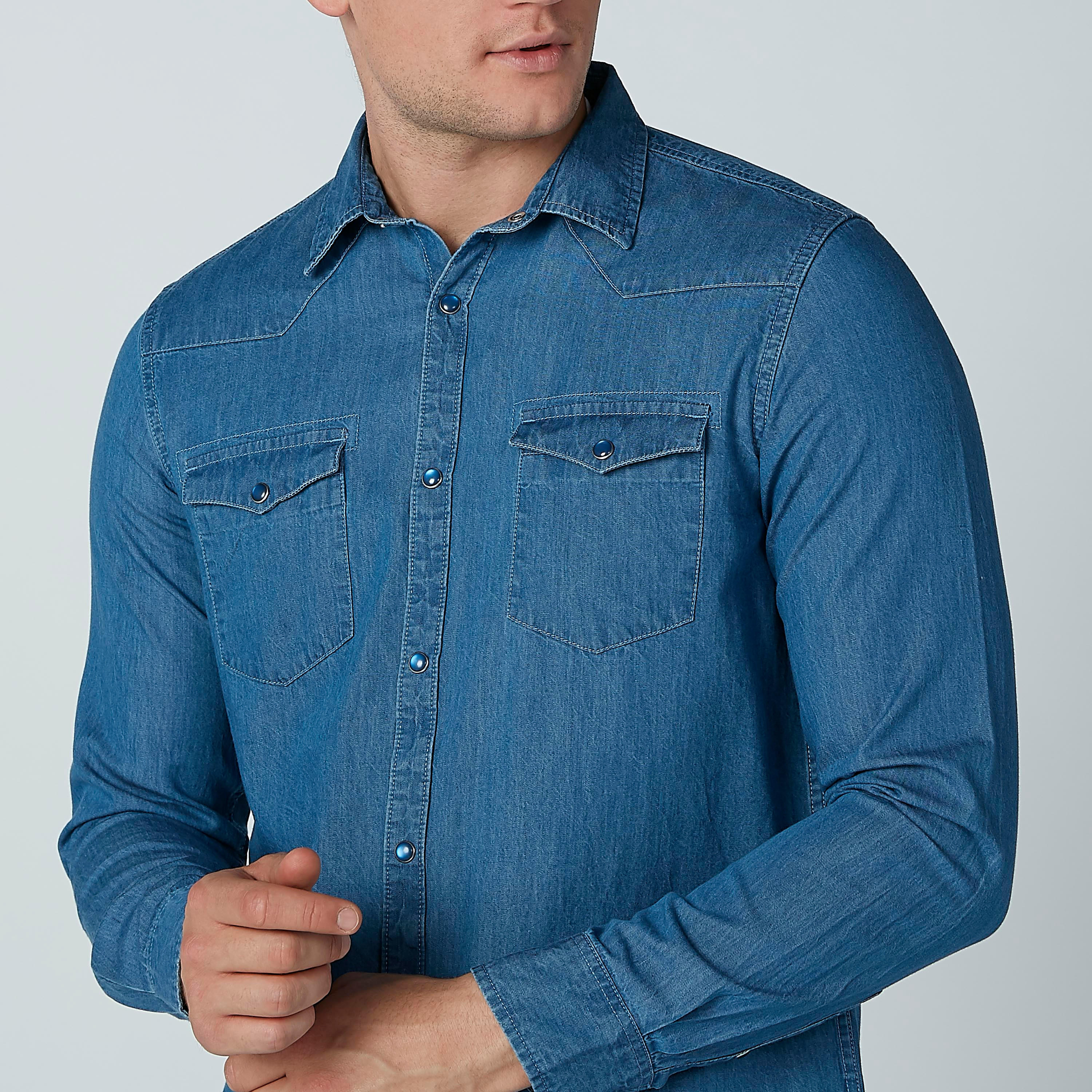قميص مستدام سليم بأكمام طويلة وجيوب-men-clothing-shirts-image-7