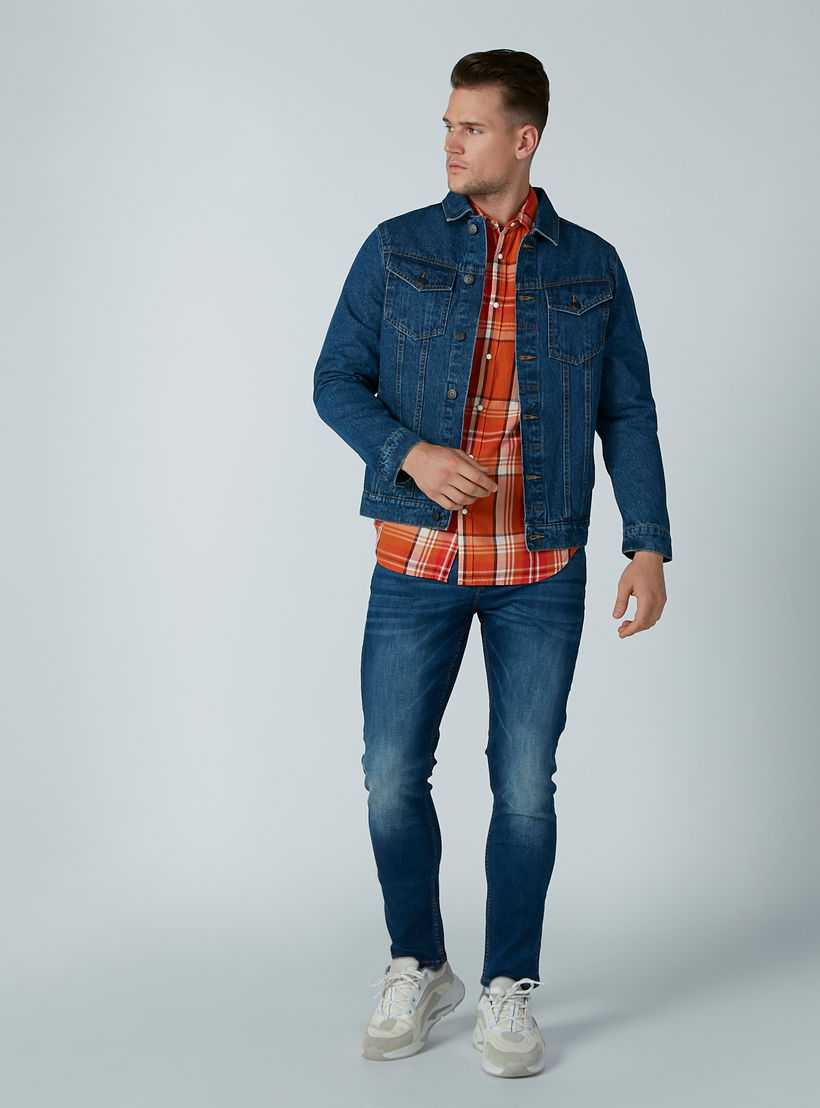 Pocket Detail Denim Jacket with Long Sleeves and Complete Placket-men-clothing-jacketsandblazers-jackets-image-1