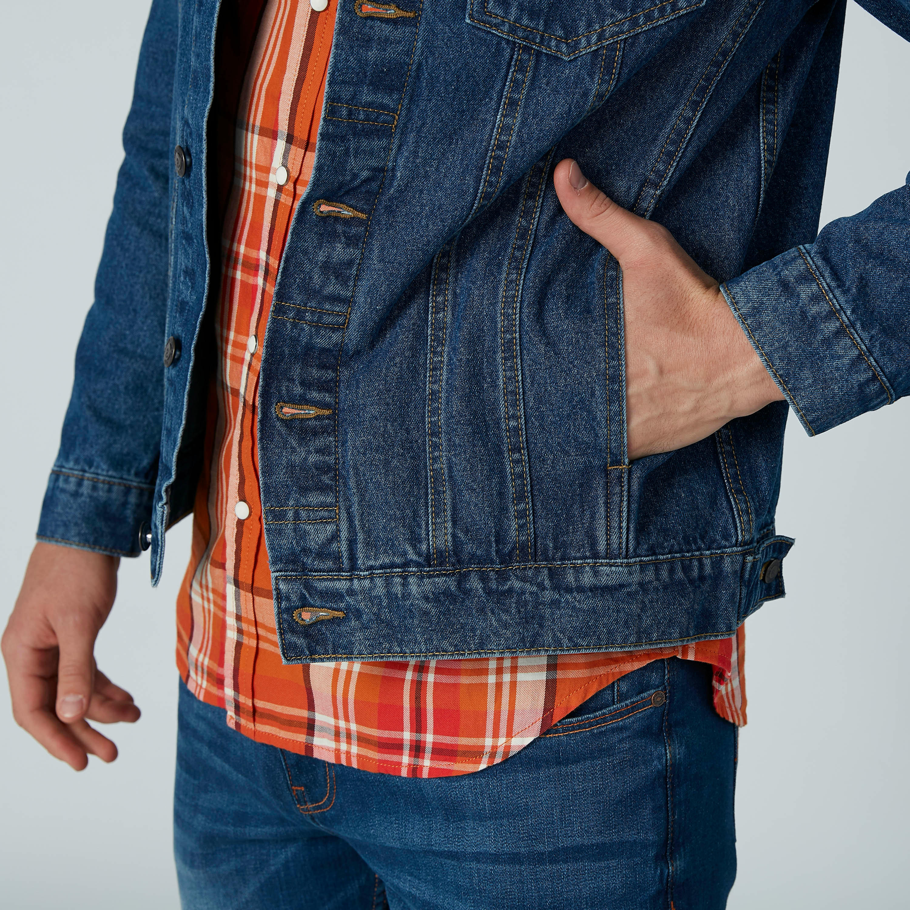 Pocket Detail Denim Jacket with Long Sleeves and Complete Placket-men-clothing-jacketsandblazers-jackets-image-3