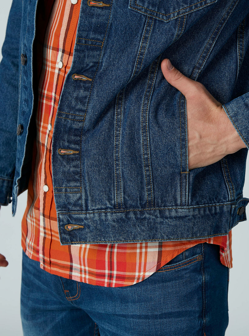 Pocket Detail Denim Jacket with Long Sleeves and Complete Placket-men-clothing-jacketsandblazers-jackets-image-3