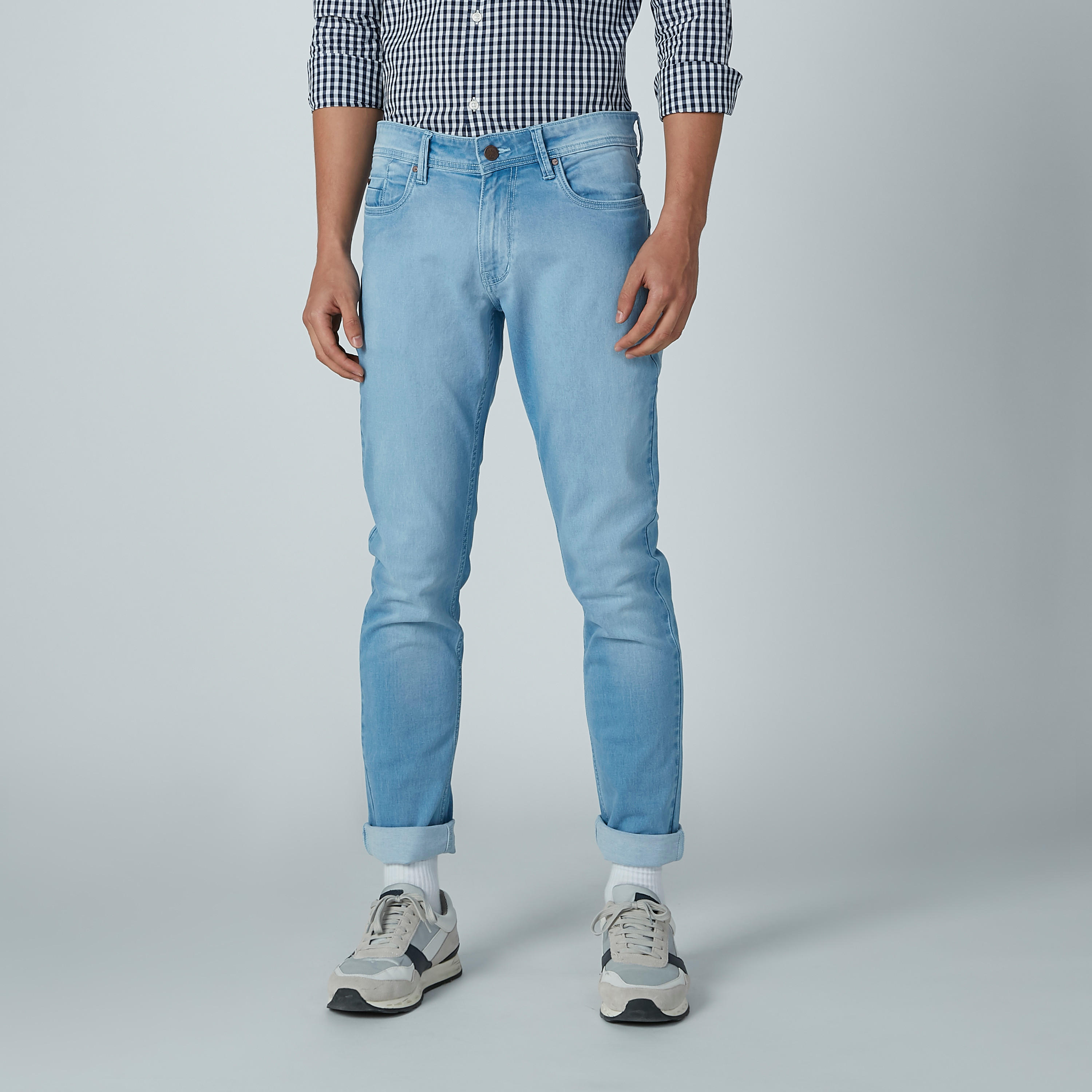 بنطال جينز طويل سادة بجيوب وحلقات للحزام-men-clothing-bottoms-jeans-image-2