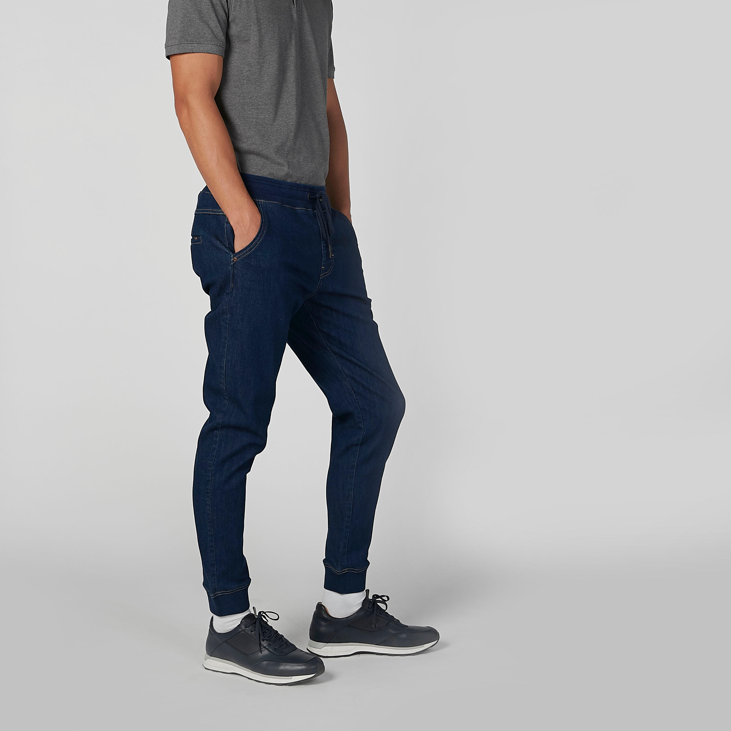 بنطلون رياضي مستدام دينم طويل سليم بخصر متوسط الارتفاع-men-clothing-bottoms-joggers-image-2