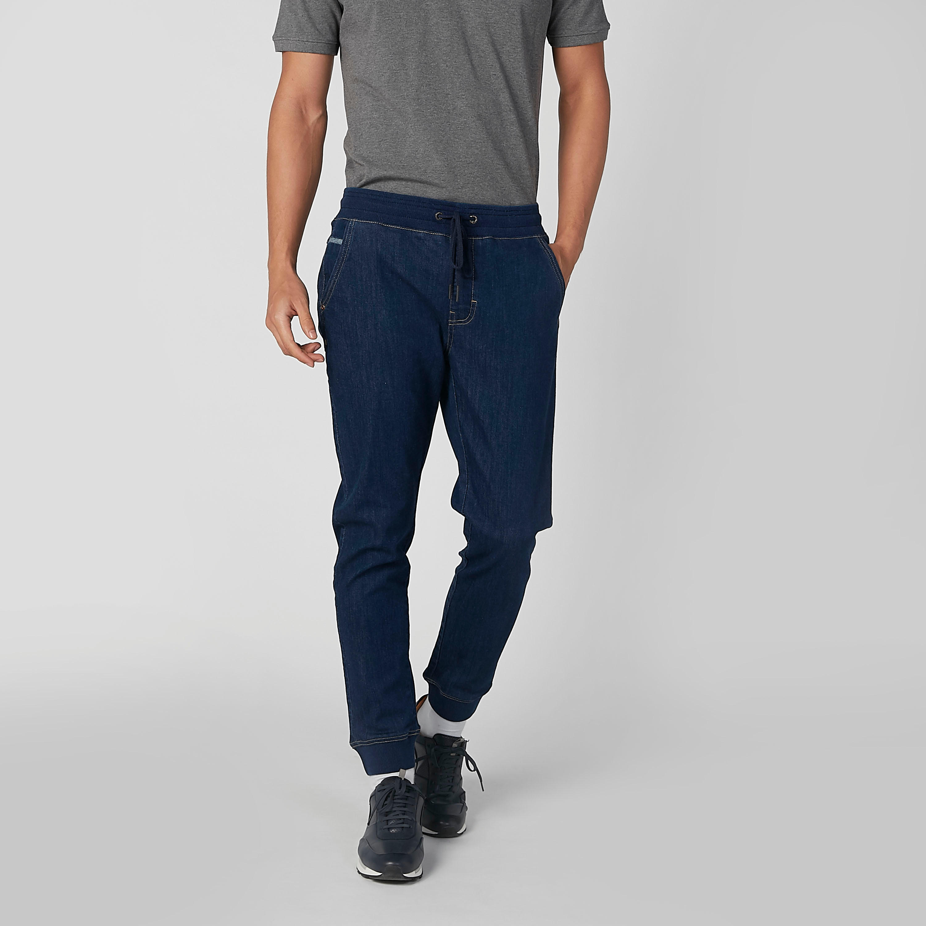 بنطلون رياضي مستدام دينم طويل سليم بخصر متوسط الارتفاع-men-clothing-bottoms-joggers-image-3
