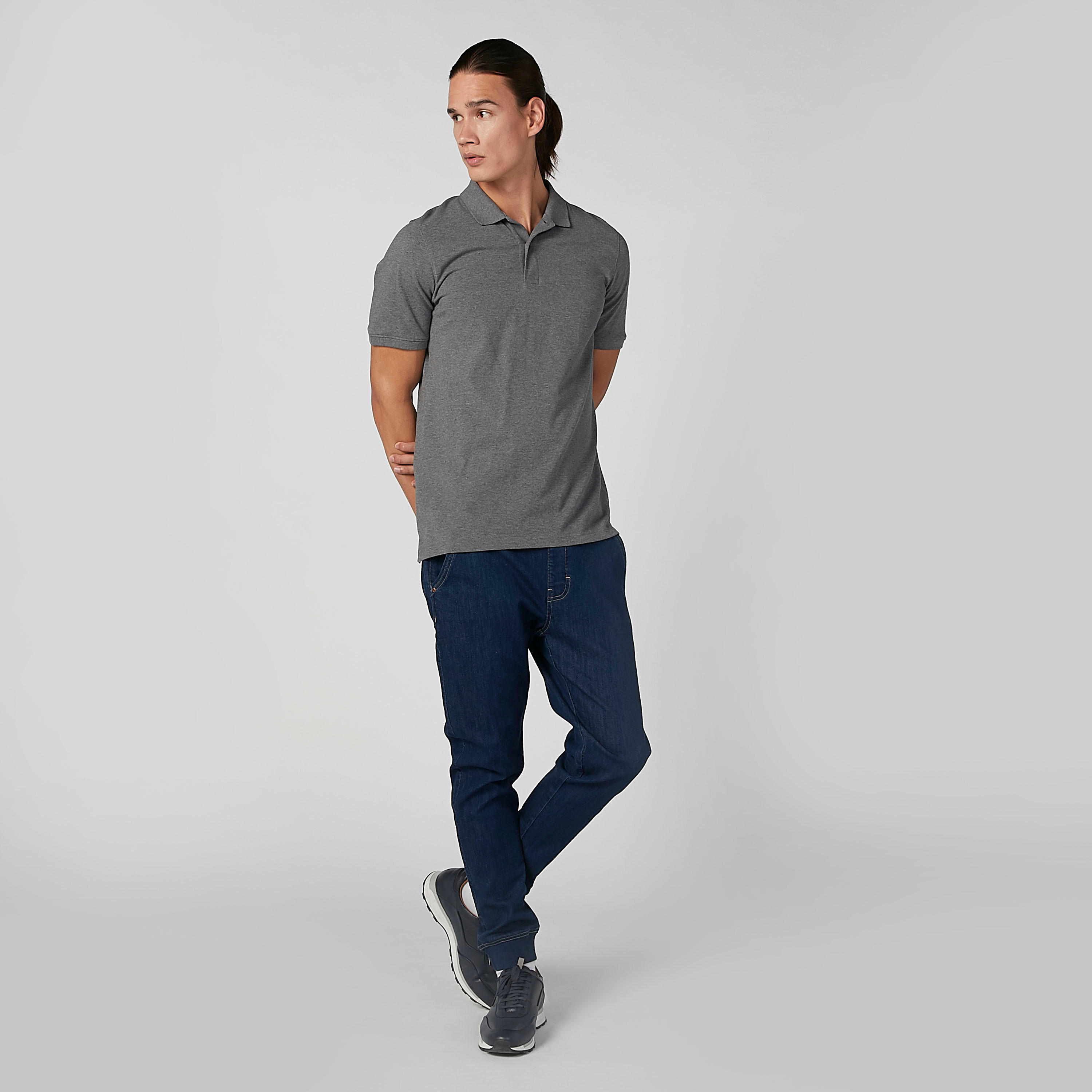 بنطلون رياضي مستدام دينم طويل سليم بخصر متوسط الارتفاع-men-clothing-bottoms-joggers-image-1