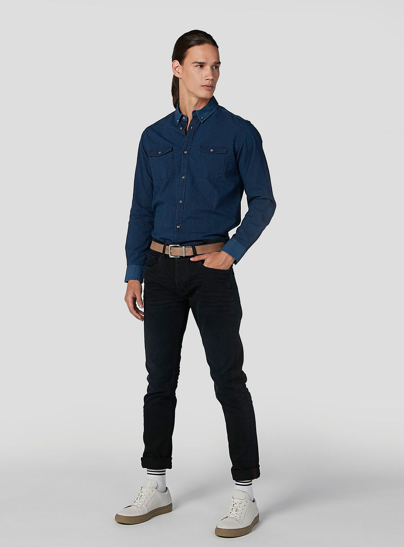 بنطلون جينز مستدام طويل سليم بخصر منخفض وجيوب -men-clothing-bottoms-jeans-image-2