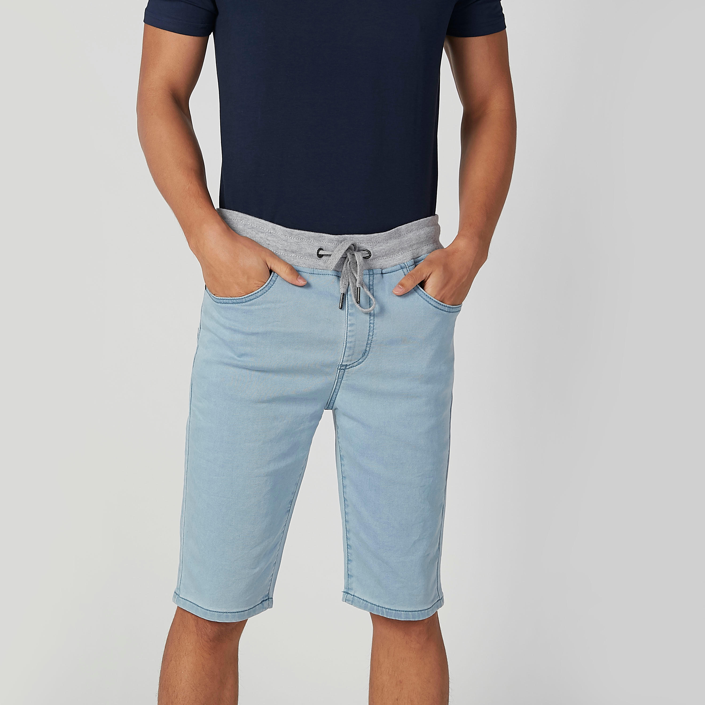 شورت مستدام سادة بخصر منخفض وجيوب-men-clothing-bottoms-shorts-image-3