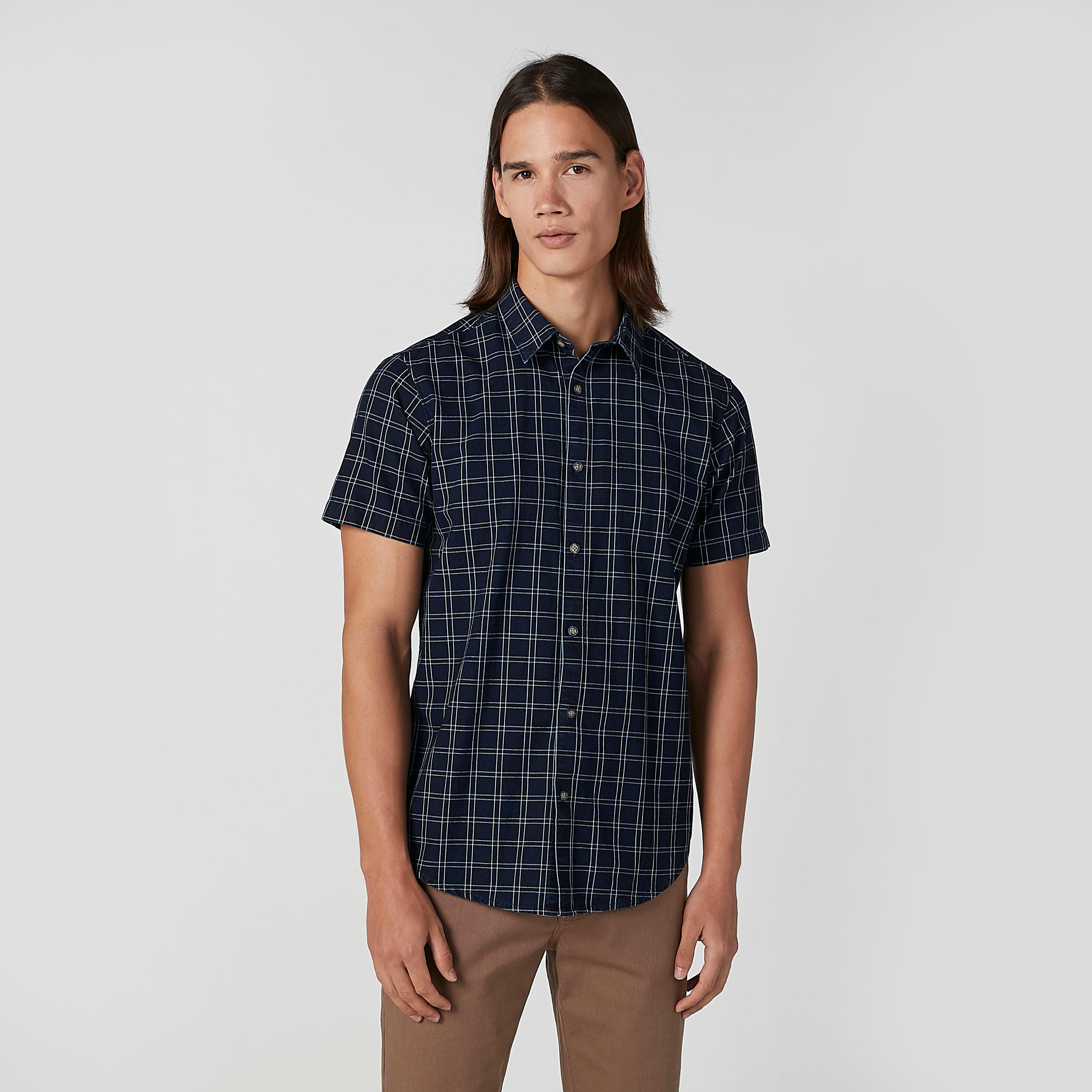 قميص كاروهات بقصّة سليم وأكمام قصيرة-men-clothing-shirts-image-3