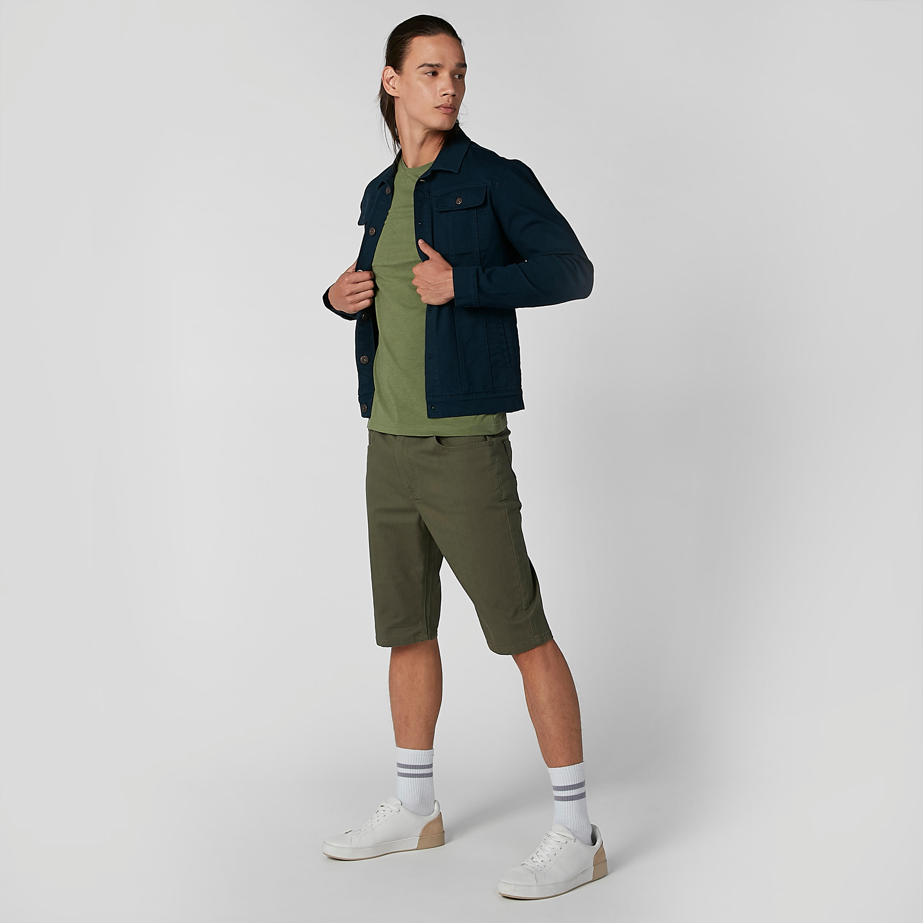 Denim Jacket with Long Sleeves and Flap Pockets-men-clothing-jacketsandblazers-jackets-image-2