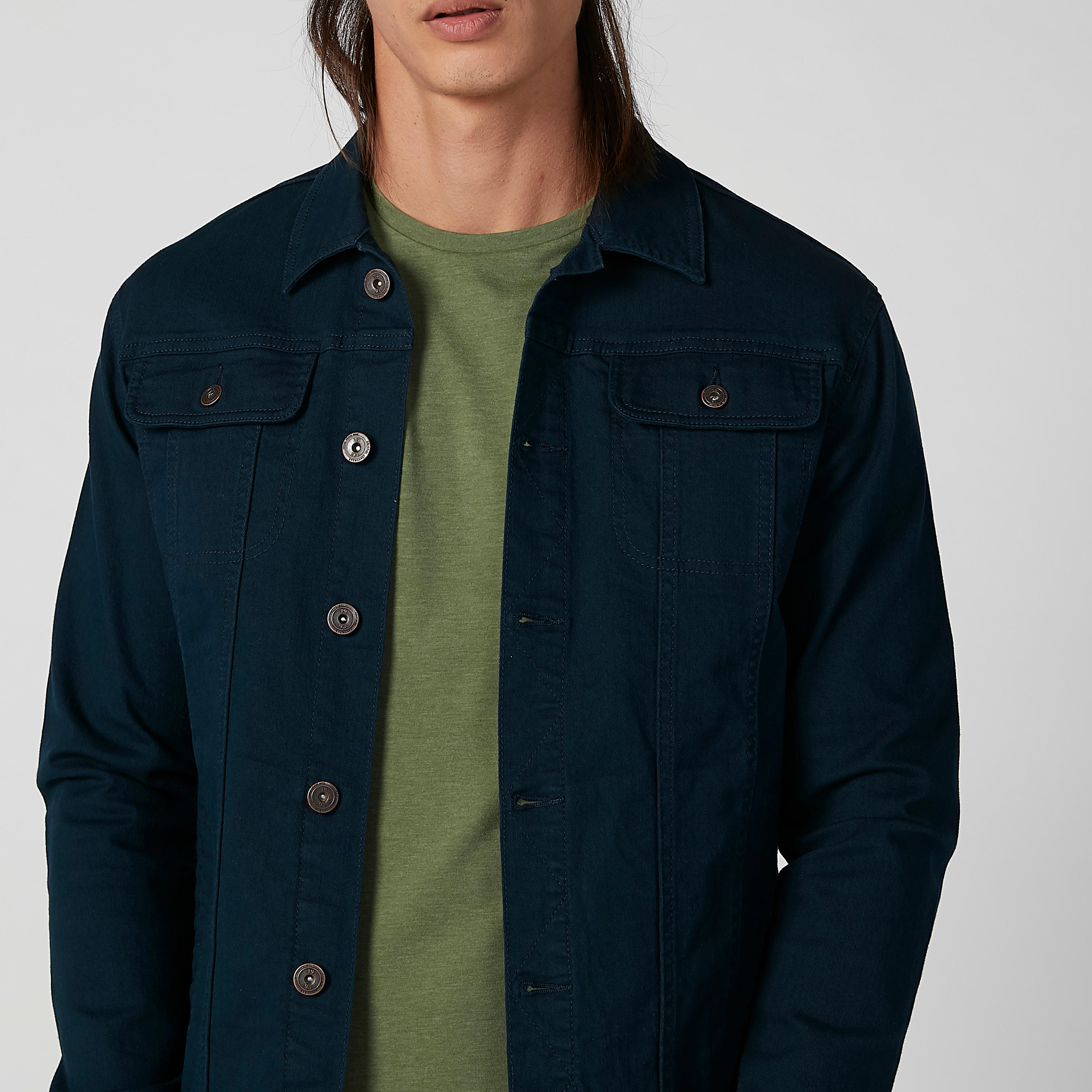 Denim Jacket with Long Sleeves and Flap Pockets-men-clothing-jacketsandblazers-jackets-image-4