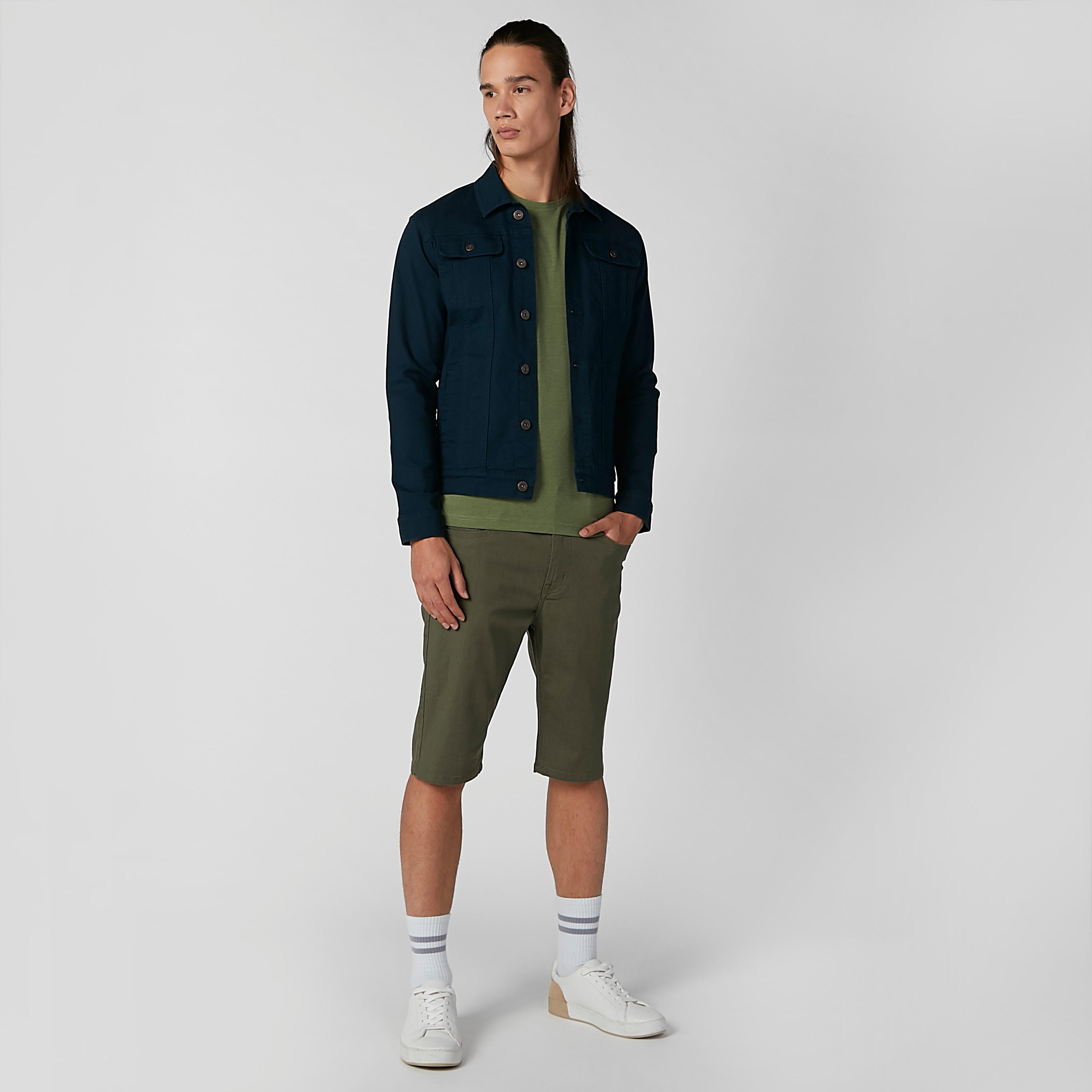 Denim Jacket with Long Sleeves and Flap Pockets-men-clothing-jacketsandblazers-jackets-image-5