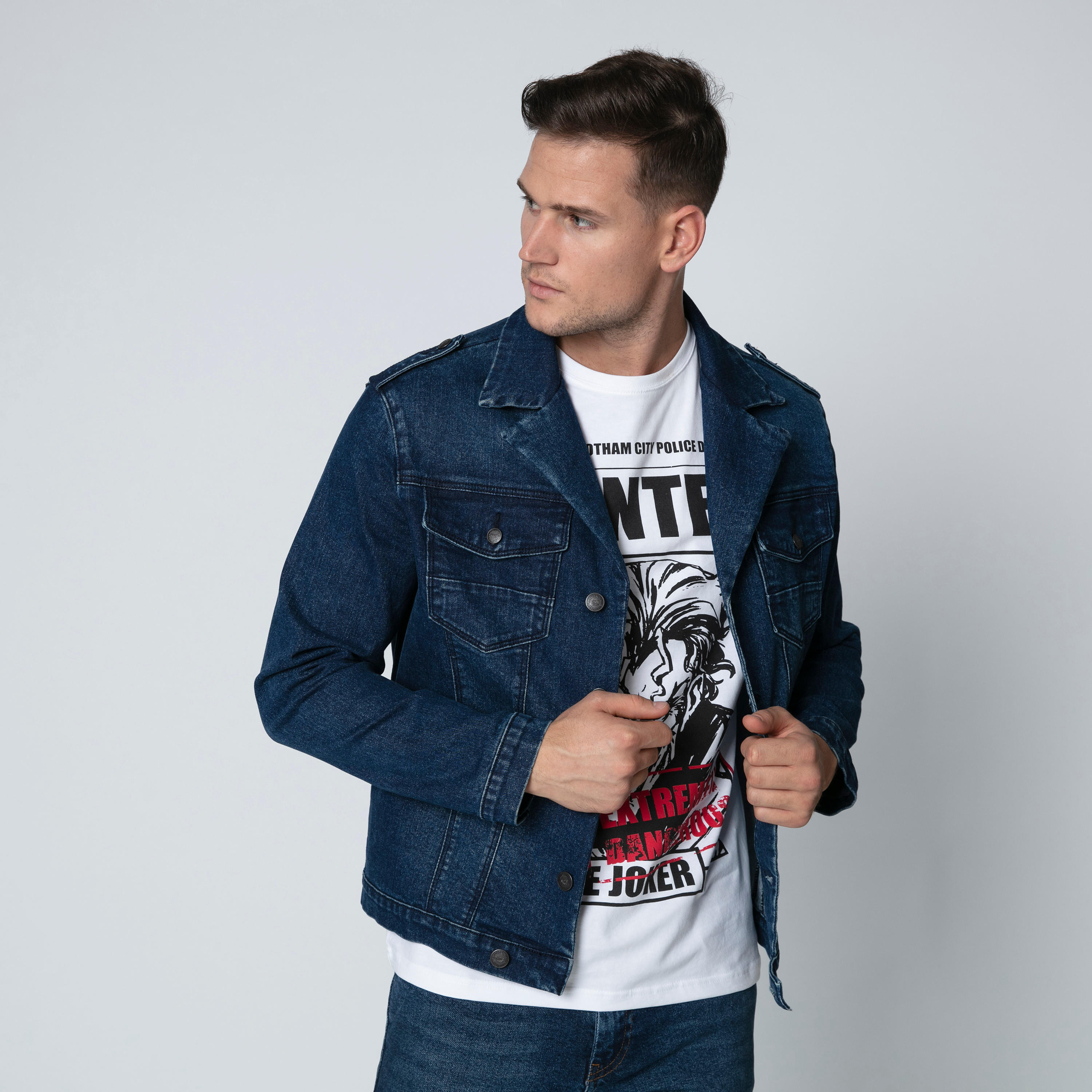 Denim Jacket with Long Sleeves and Flap Pockets-men-clothing-jacketsandblazers-jackets-image-1
