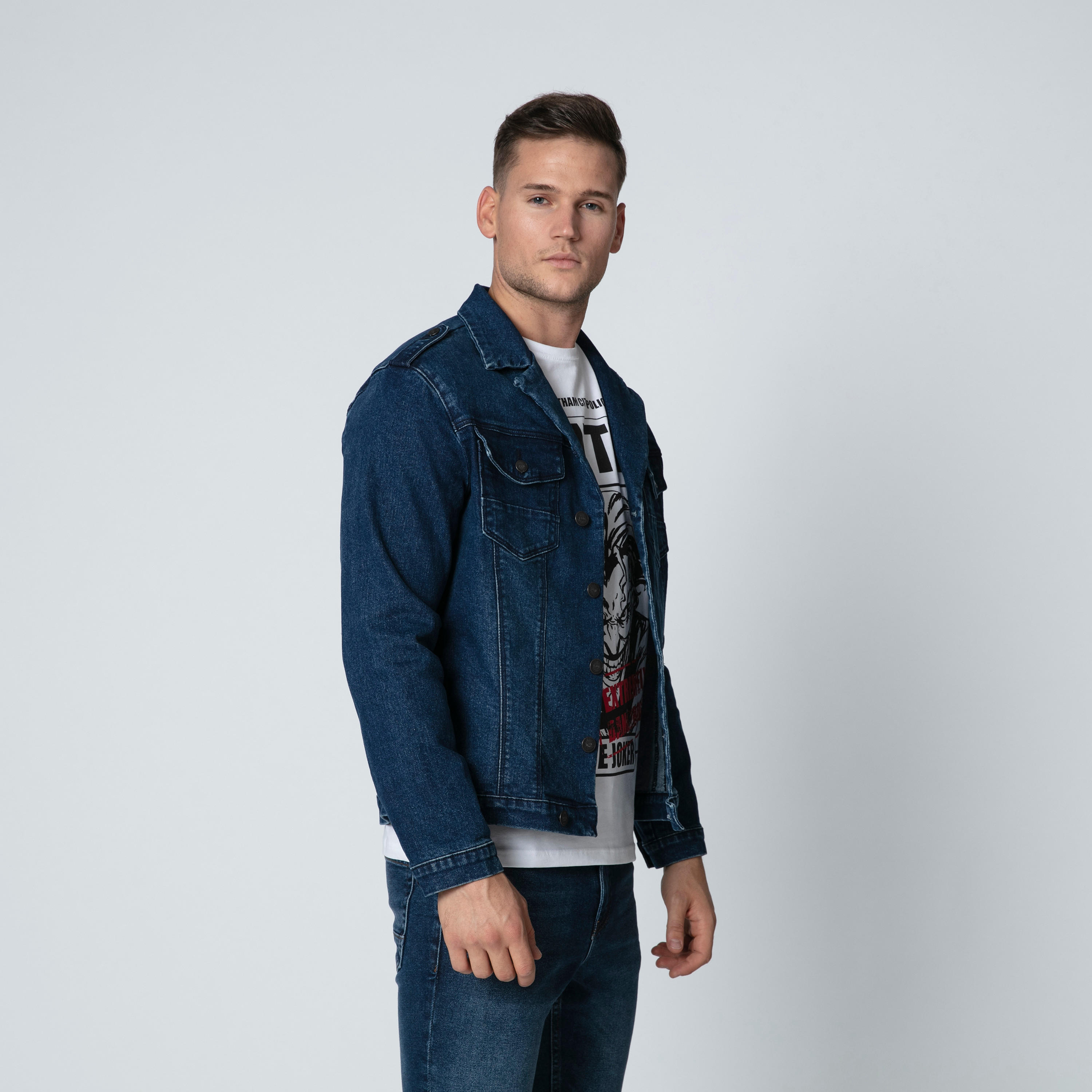 Denim Jacket with Long Sleeves and Flap Pockets-men-clothing-jacketsandblazers-jackets-image-4