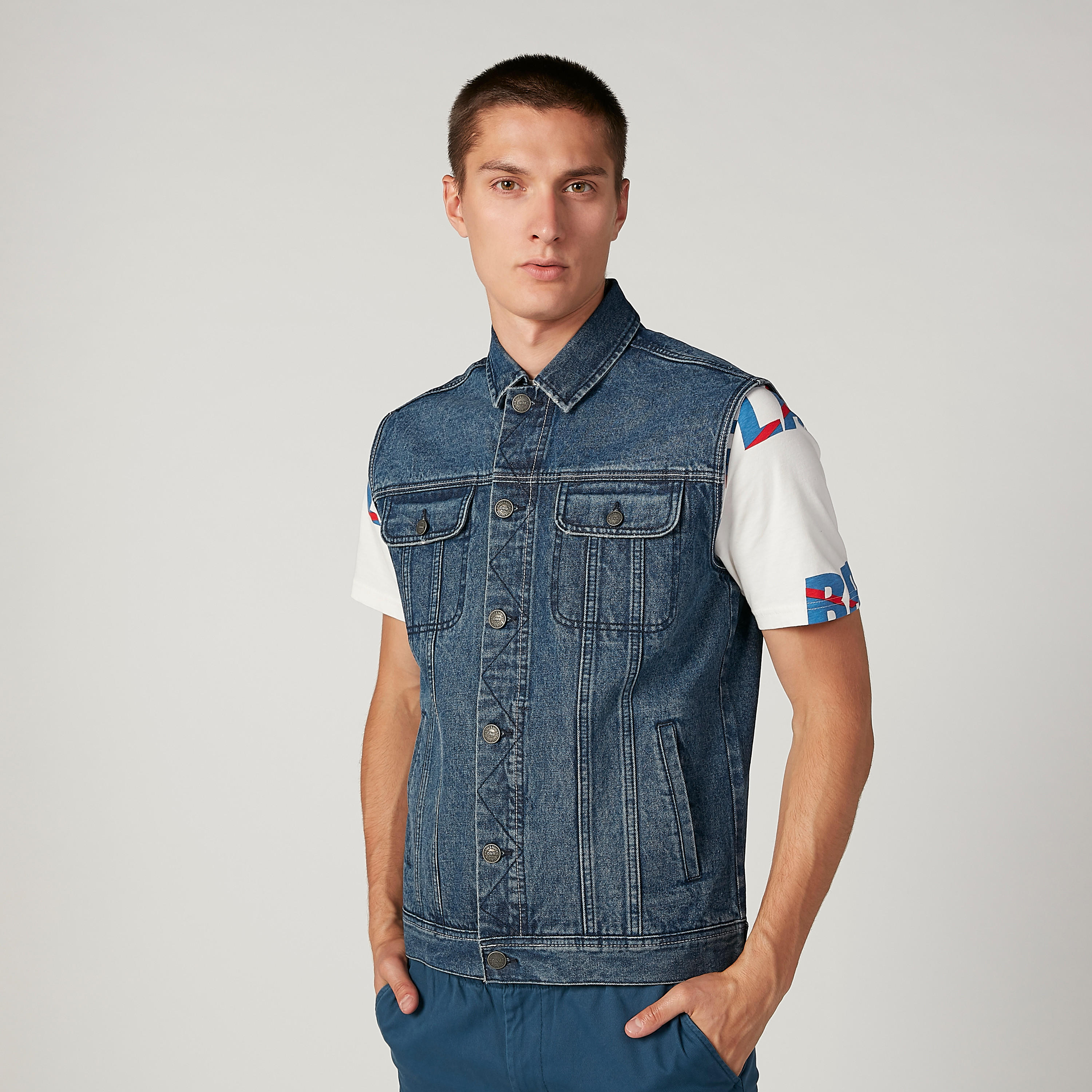 Denim Sleeveless Jacket with Kangaroo Pockets-men-clothing-jacketsandblazers-jackets-image-1