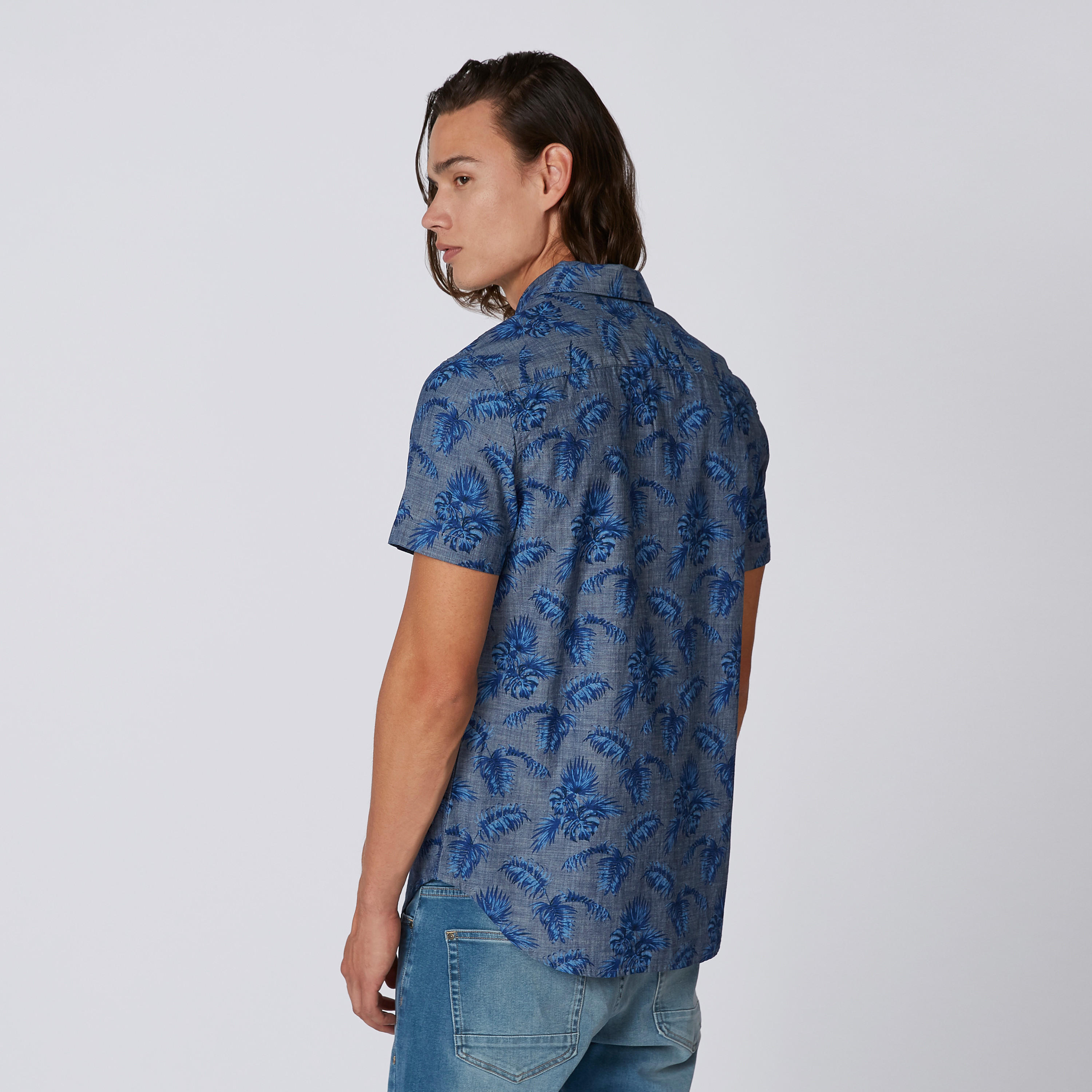 Printed Shirt with Spread Collar and Short Sleeves-men-clothing-shirts-image-2
