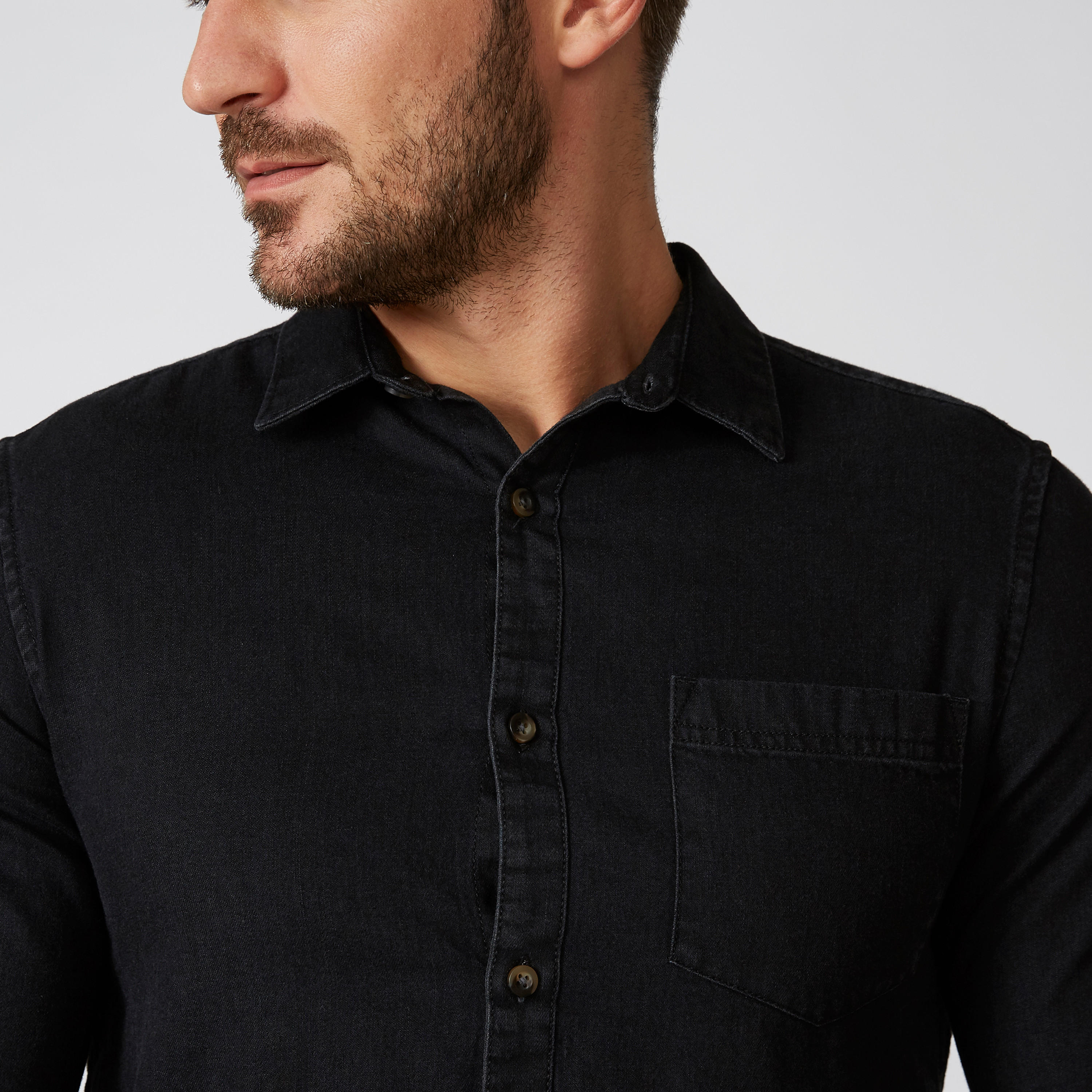 Plain Shirt with Long Sleeves and Chest Pocket-men-clothing-shirts-image-5