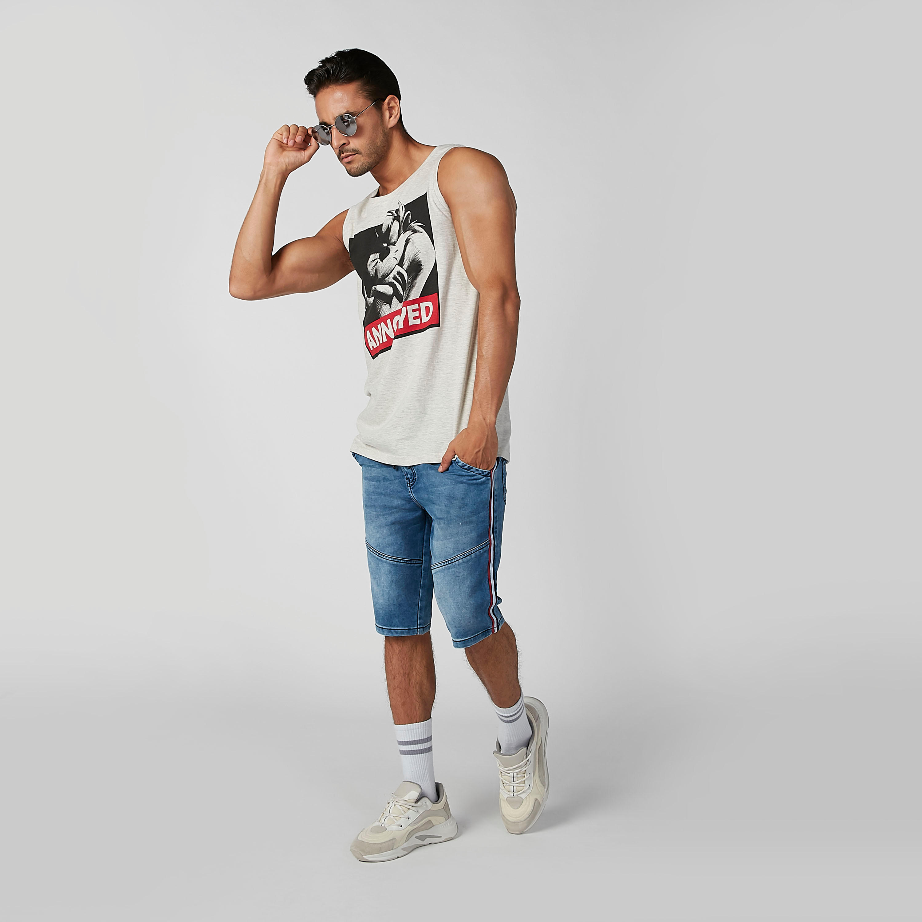 Sustainable Denim Mid Waist Shorts with Tape and Pocket Detail-men-clothing-bottoms-shorts-image-4