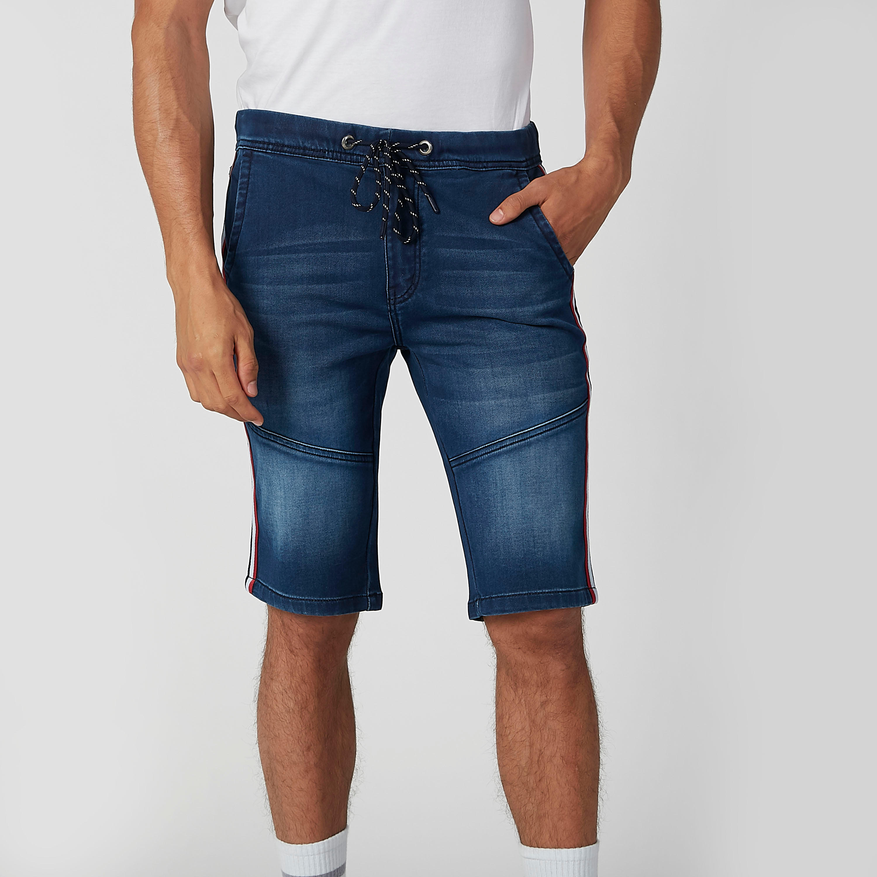 Sustainable Denim Mid Waist Shorts with Tape and Pocket Detail-men-clothing-bottoms-shorts-image-7