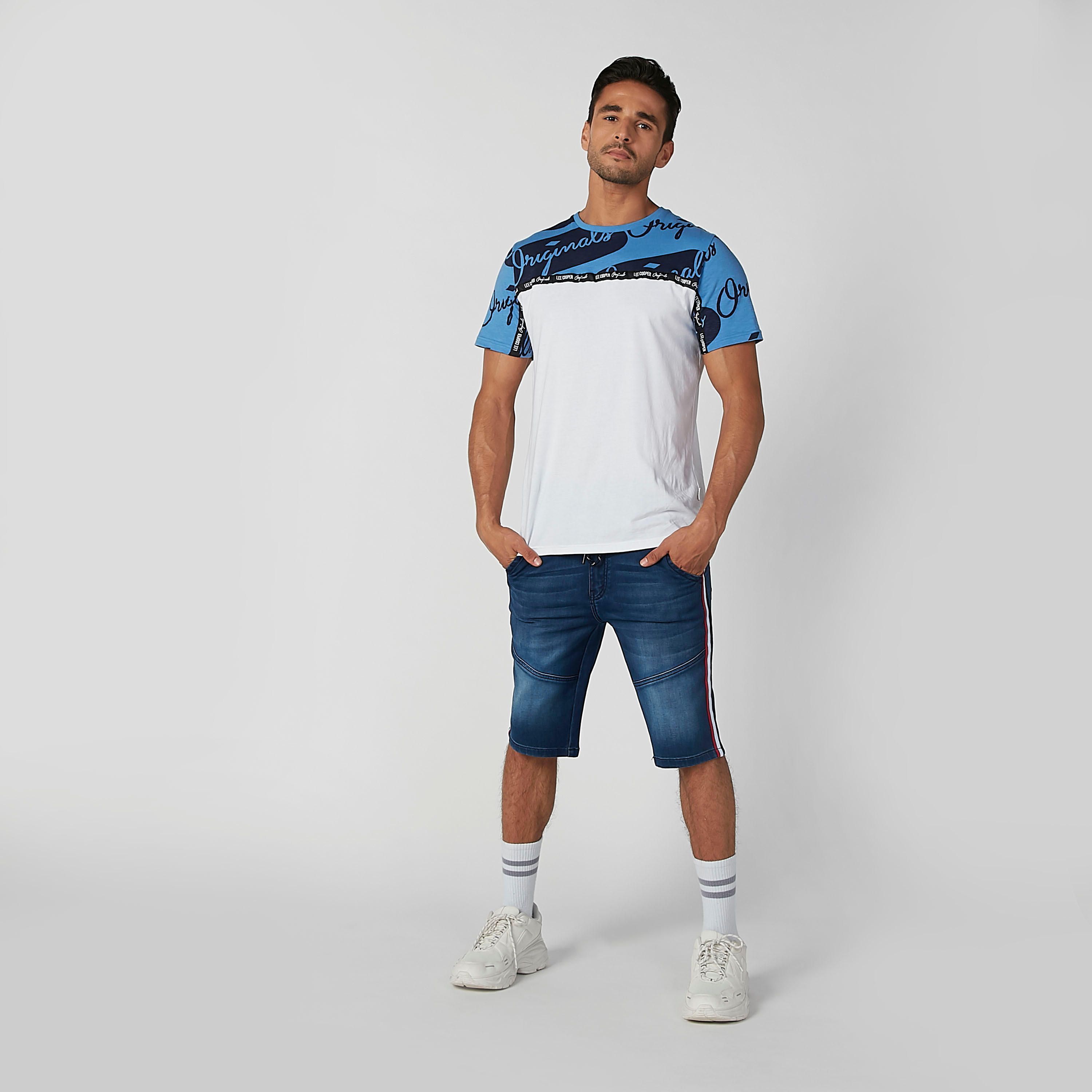 Sustainable Denim Mid Waist Shorts with Tape and Pocket Detail-men-clothing-bottoms-shorts-image-6