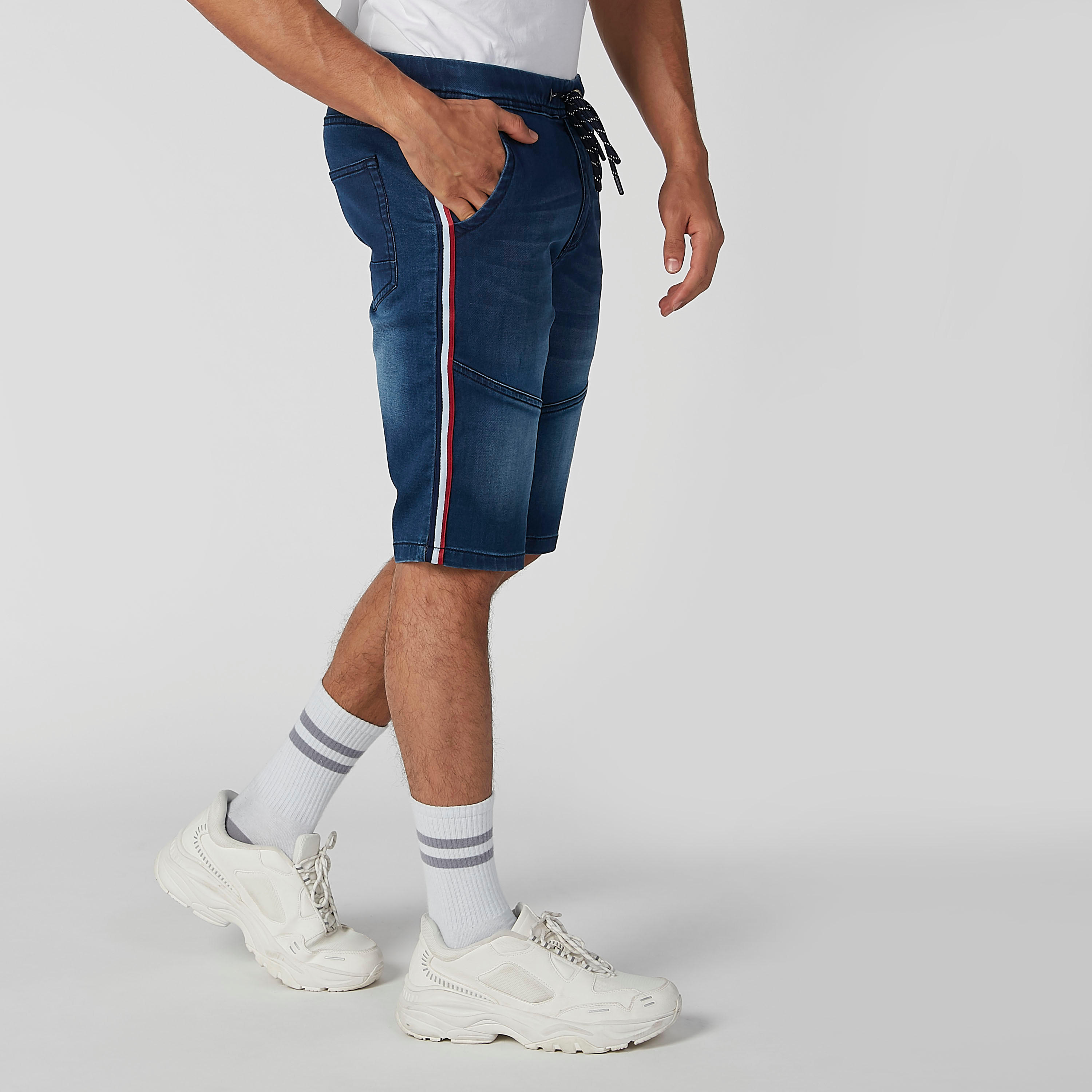 Sustainable Denim Mid Waist Shorts with Tape and Pocket Detail-men-clothing-bottoms-shorts-image-9